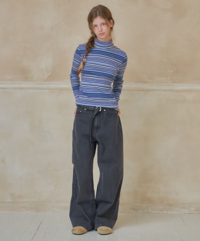 MUSINSA公式 | RONRON MULTI STRIPE TURTLENECK LONG SLEEVE BLUE