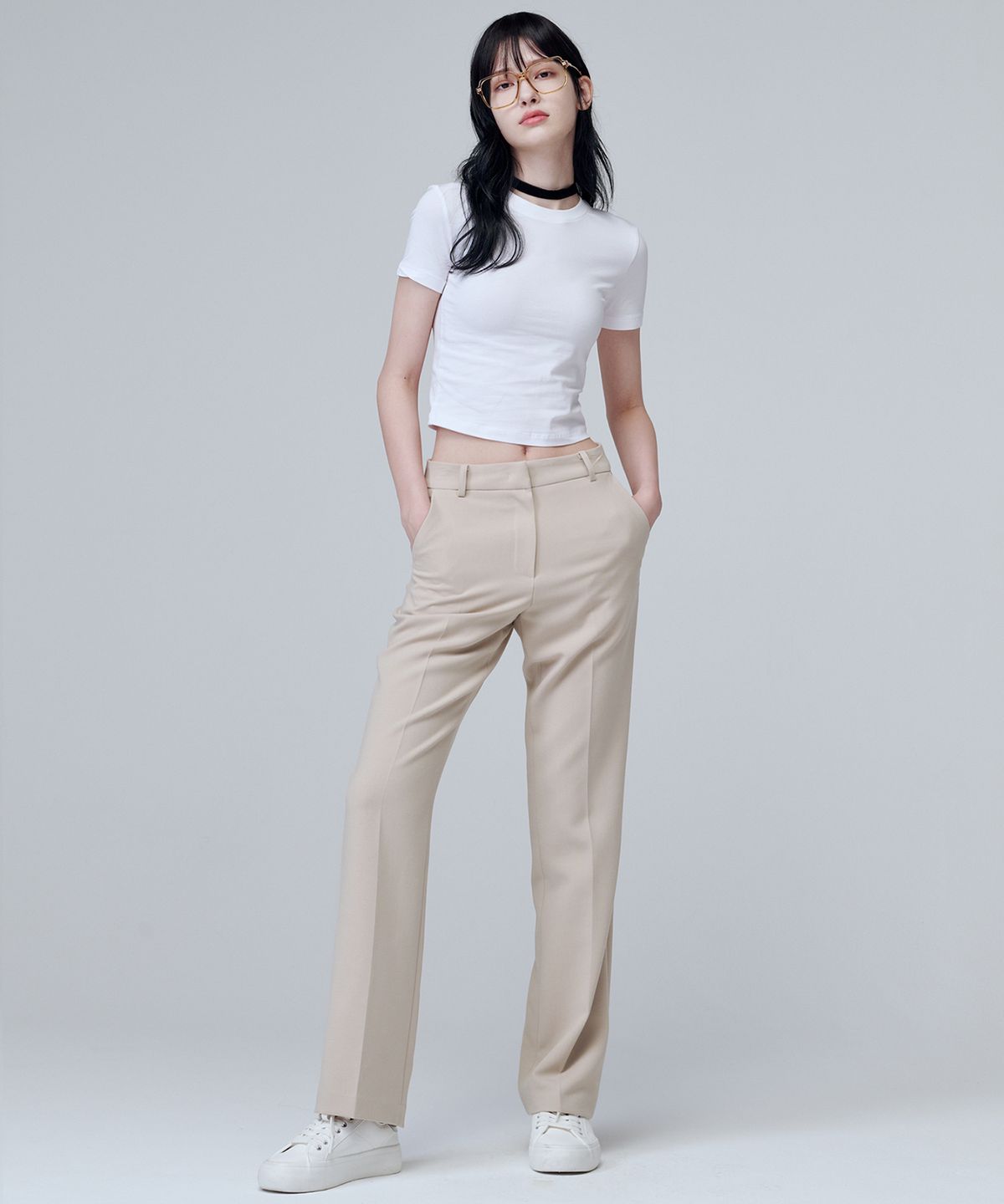 마롭(MALOUPE) 2140 스트레치 슬림 부츠컷 팬츠 (베이지)