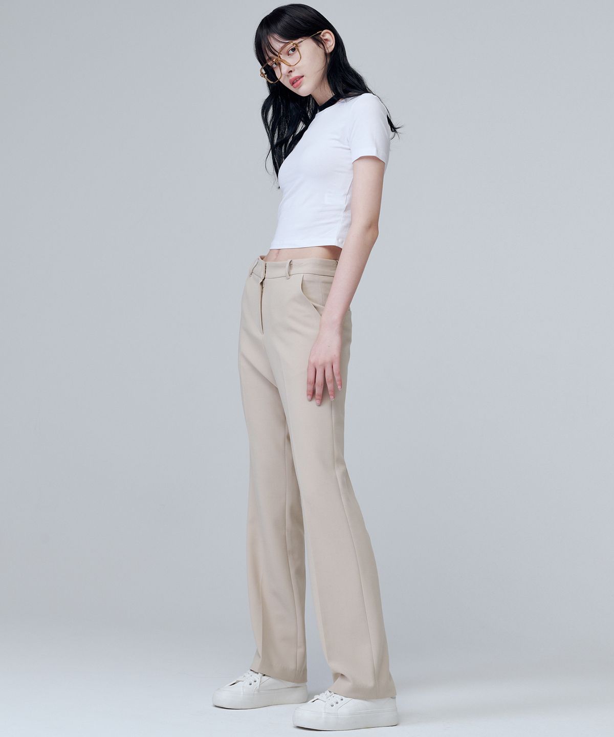 마롭(MALOUPE) 2140 스트레치 슬림 부츠컷 팬츠 (베이지)