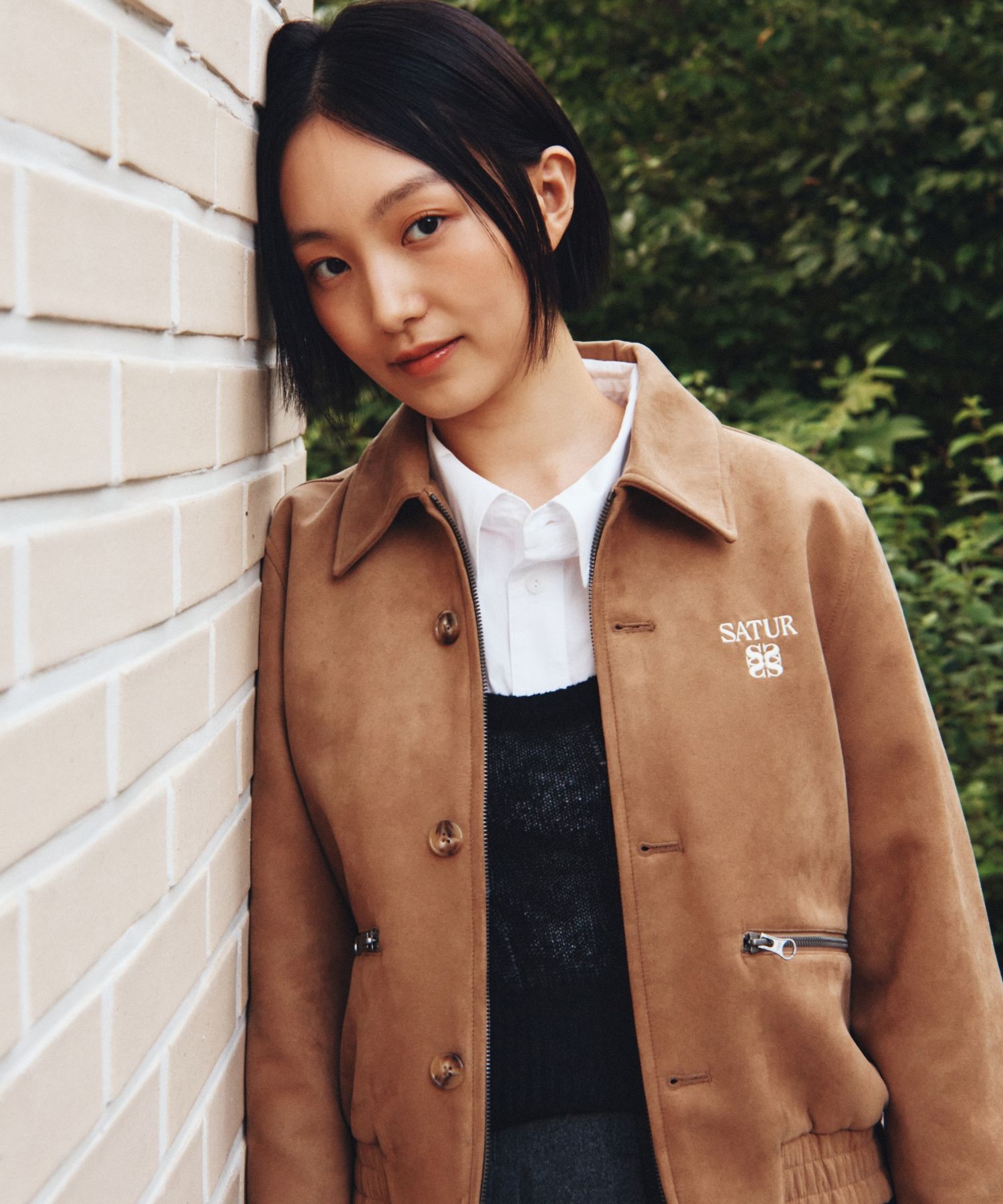 MUSINSA | SATUR (W) Theo Fox Suede Short Jacket Beige