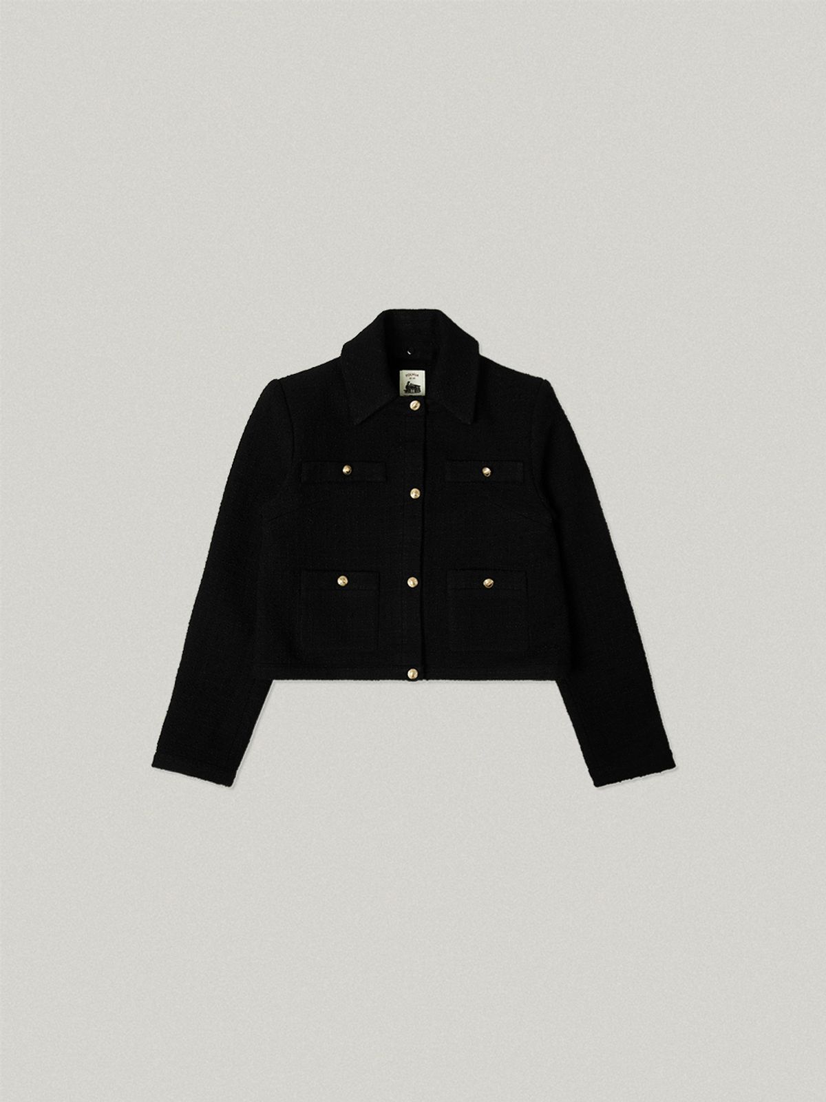 폴뉴아(FOLNUA) FUZZY DETACHABLE TWEED JACKET (BLACK)