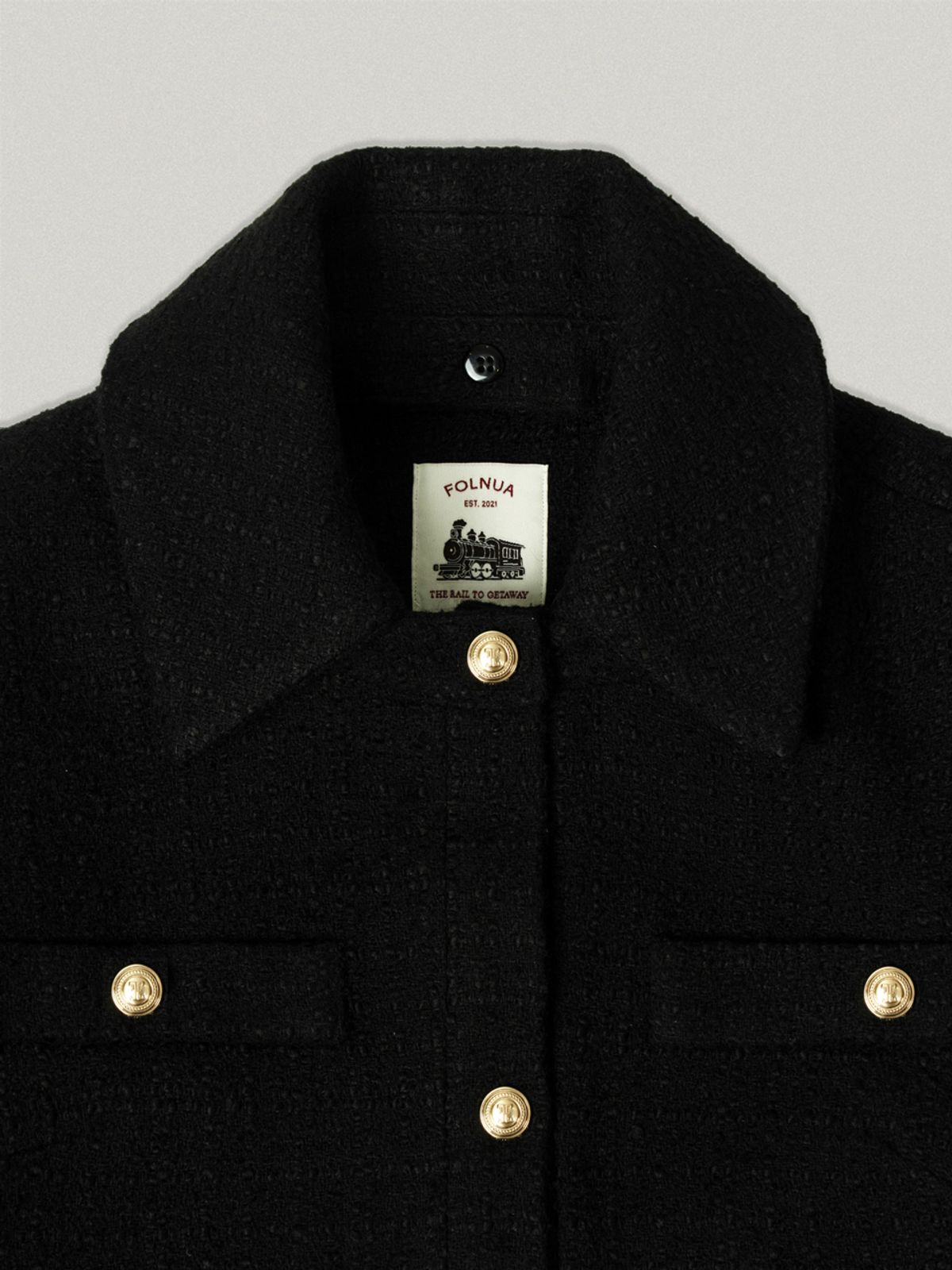 폴뉴아(FOLNUA) FUZZY DETACHABLE TWEED JACKET (BLACK)
