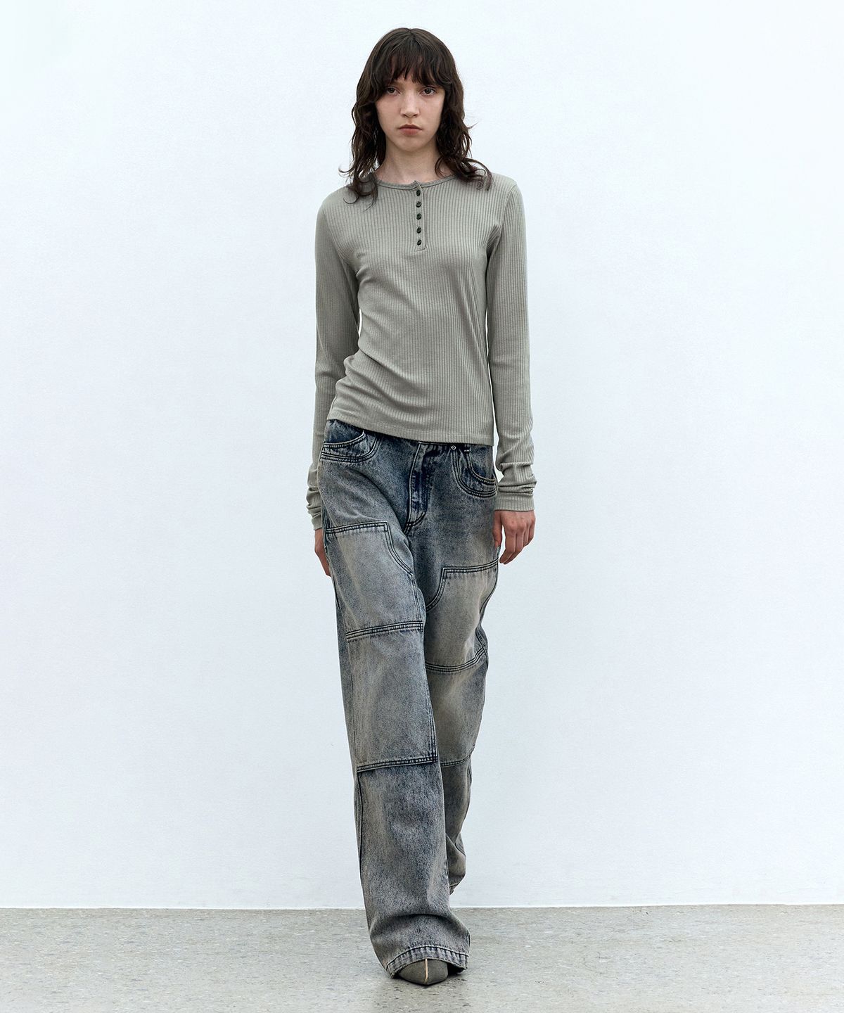 인사일런스 우먼(INSILENCE WOMEN) 빈티지 카펜터 데님 WASHED BLUE