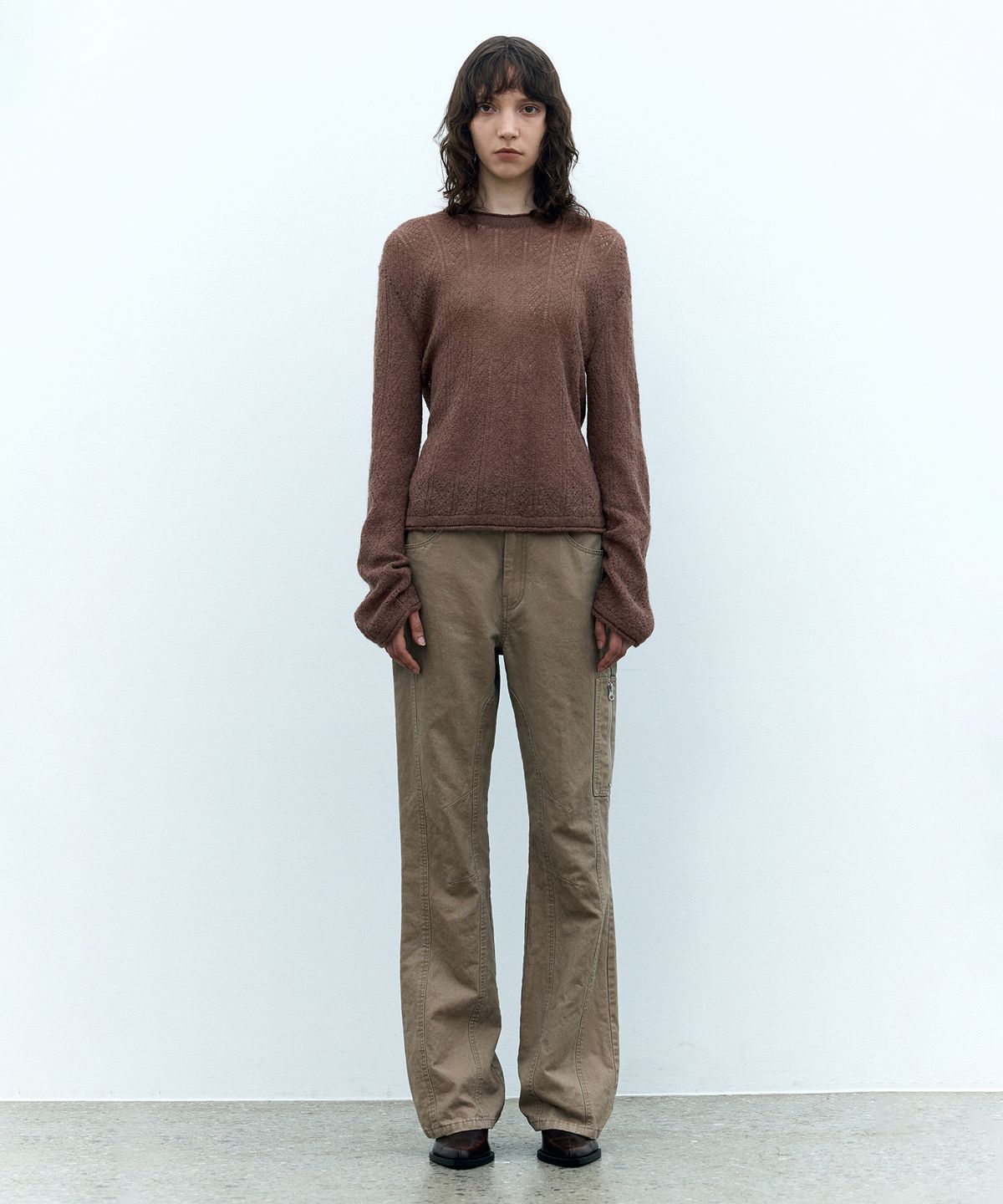 인사일런스 우먼(INSILENCE WOMEN) 워시드 부츠컷 팬츠 ASH BEIGE