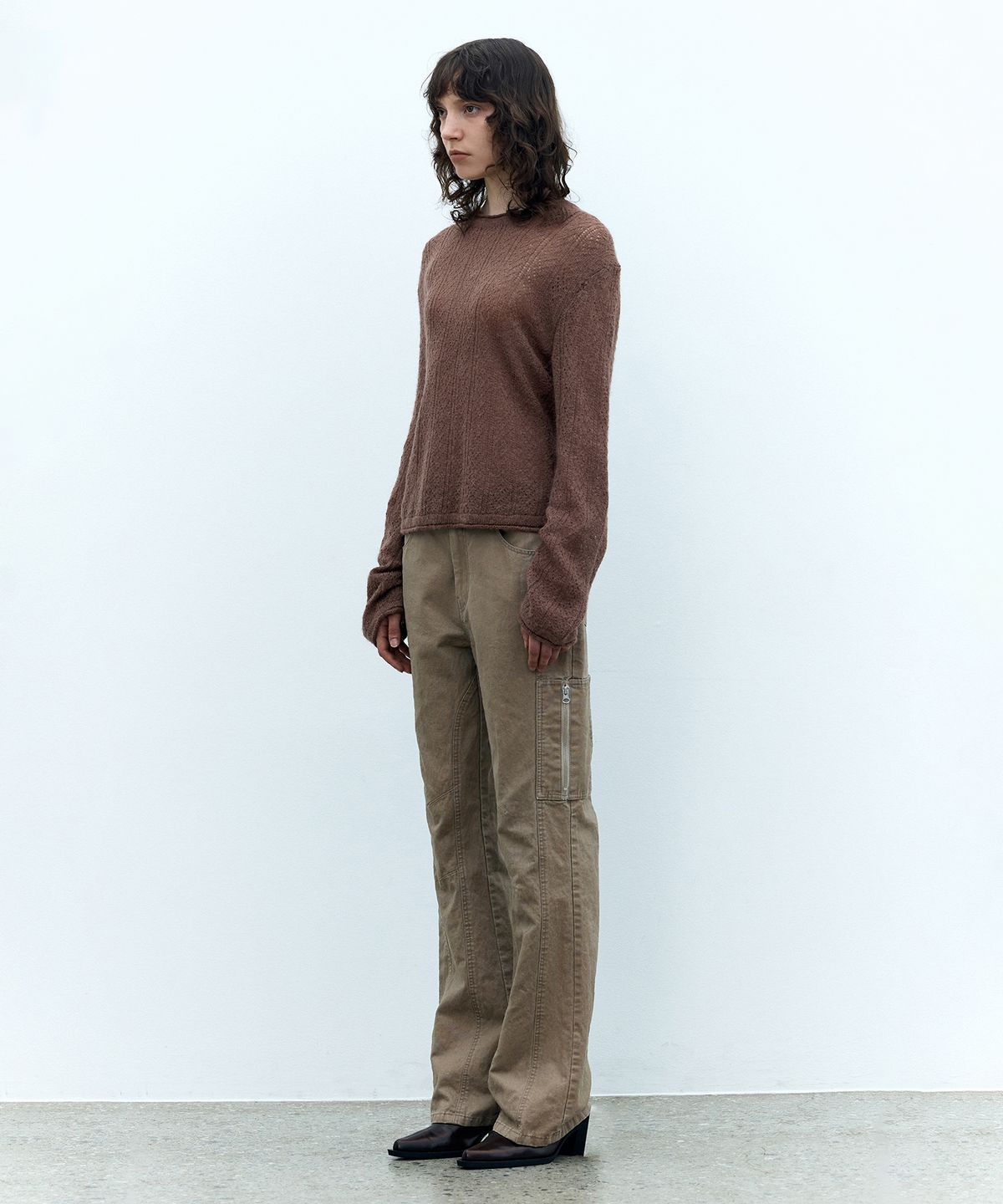 인사일런스 우먼(INSILENCE WOMEN) 워시드 부츠컷 팬츠 ASH BEIGE