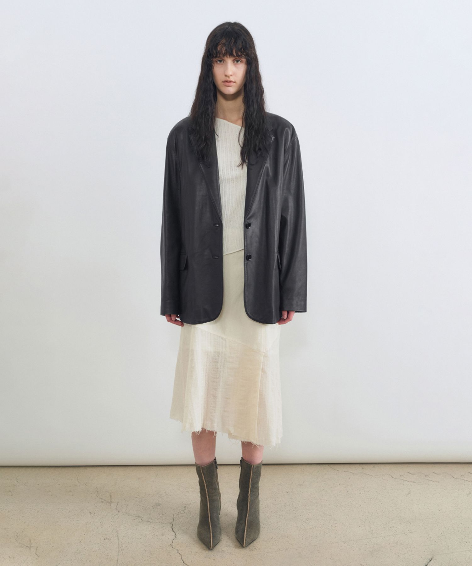 INSILENCE レザージャケット MUSINSA公式 | INSILENCE WOMEN イタリアンレザー ブレザー BLACK