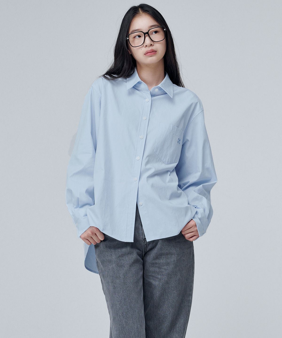 마롭(MALOUPE) 4108 레귤러핏 포켓 셔츠 (블루)