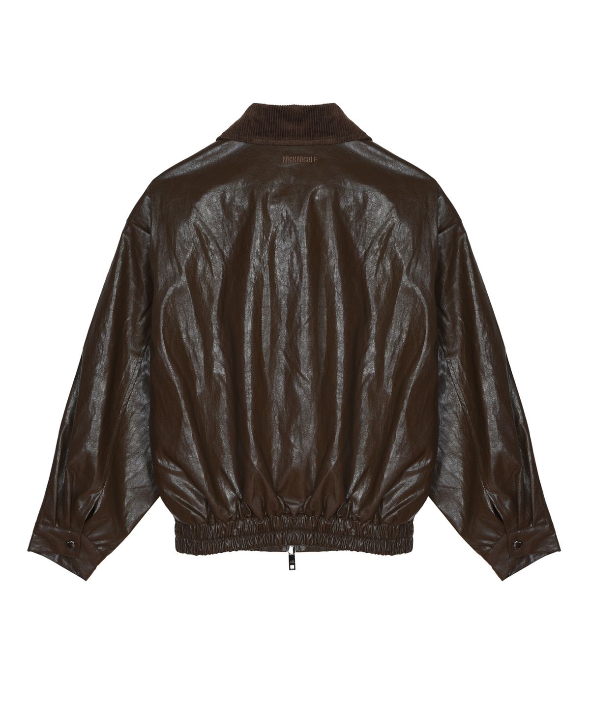 닉앤니콜(NICK&NICOLE) NICOLE OVER FIT LEATHER JUMPER_BROWN