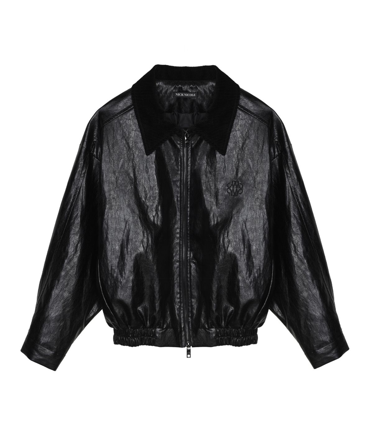 닉앤니콜(NICK&NICOLE) NICOLE OVER FIT LEATHER JUMPER_BLACK