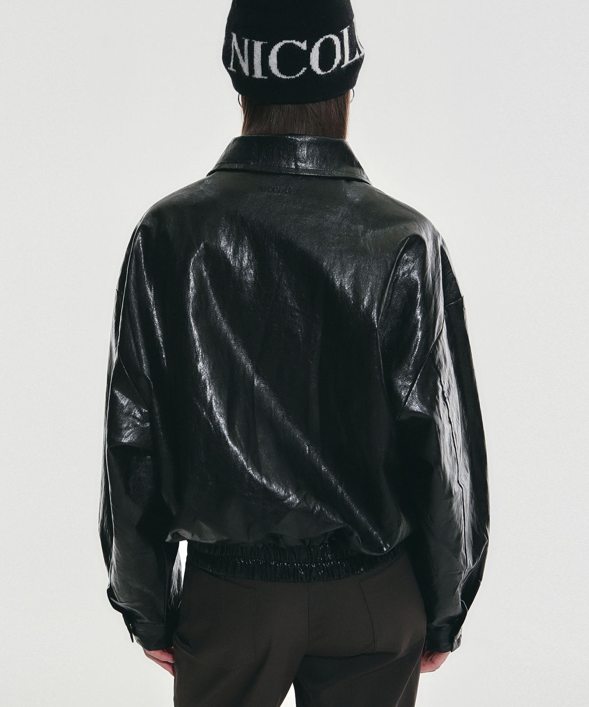 닉앤니콜(NICK&NICOLE) VINTAGE OVER FIT LEATHER JUMPER_BLACK