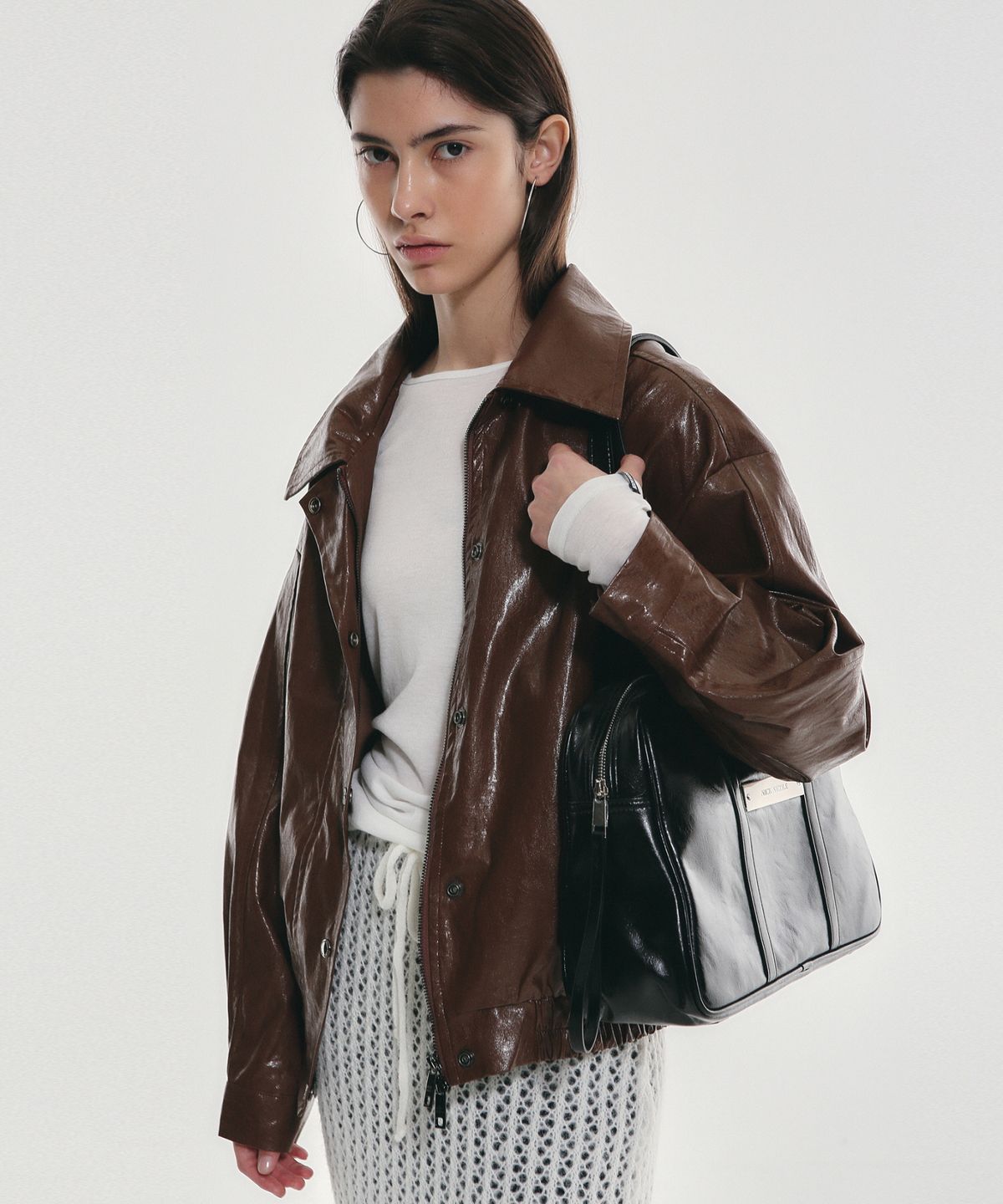닉앤니콜(NICK&NICOLE) VINTAGE OVER FIT LEATHER JUMPER_BROWN