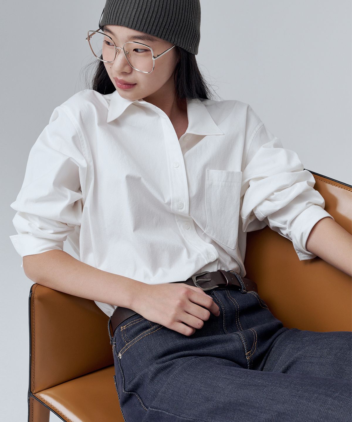 마롭(MALOUPE) 4108 레귤러핏 포켓 셔츠 (화이트)