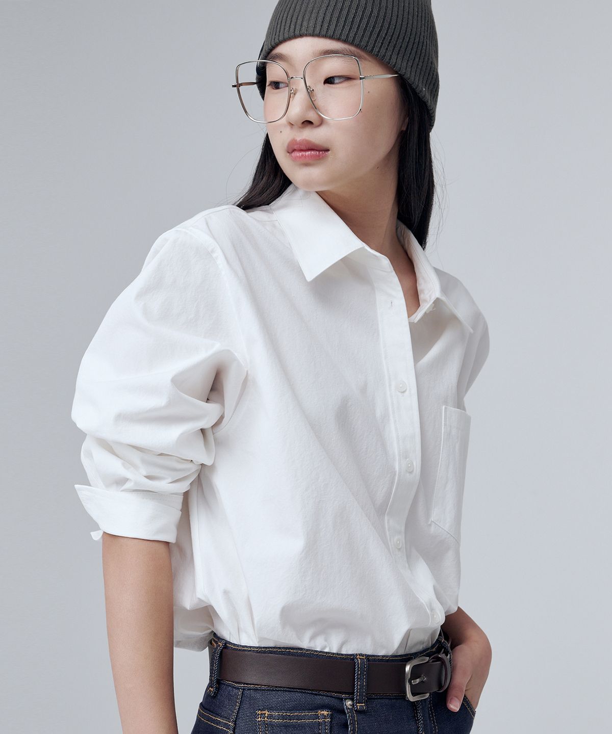 마롭(MALOUPE) 4108 레귤러핏 포켓 셔츠 (화이트)