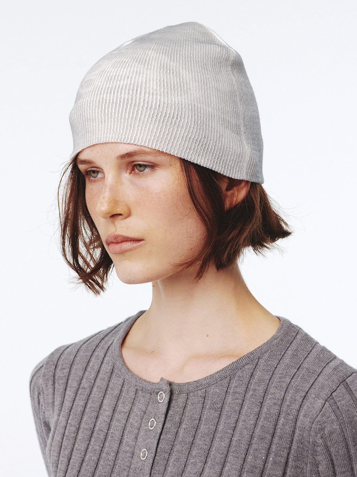 기준(KIJUN) Print Knit Beanie UNISEX Grey