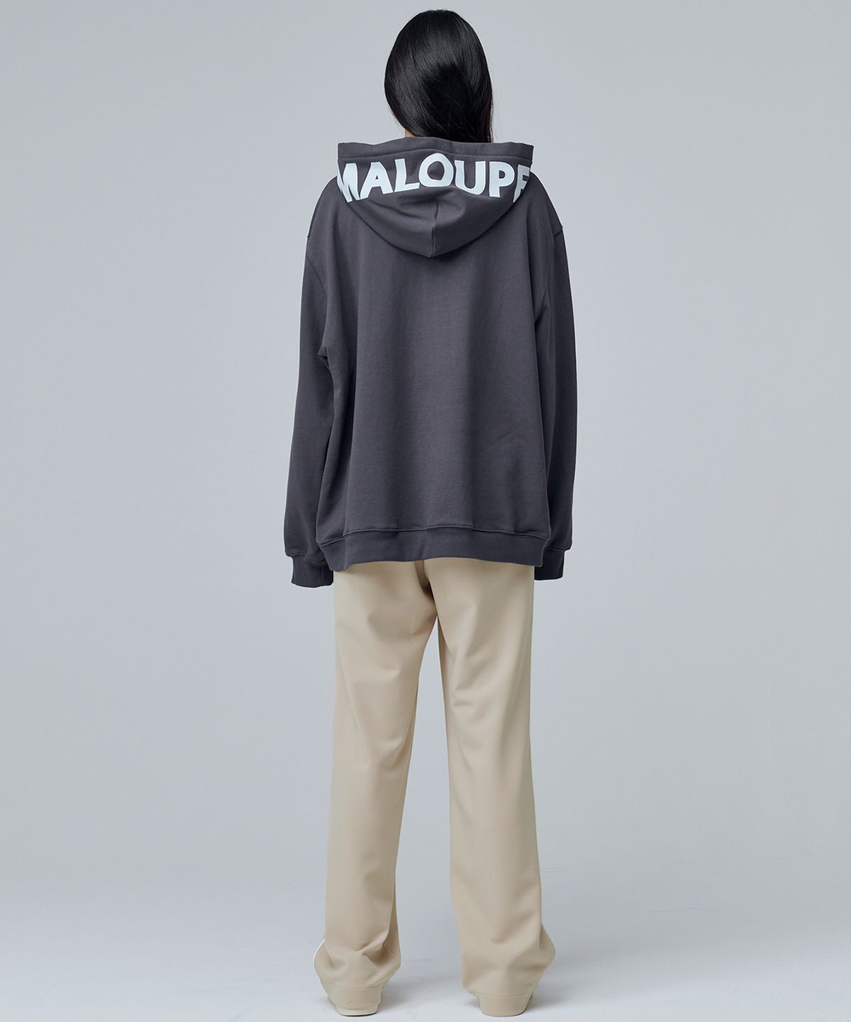 마롭(MALOUPE) 5403 레귤러핏 후드 스웻셔츠 (다크 그레이)