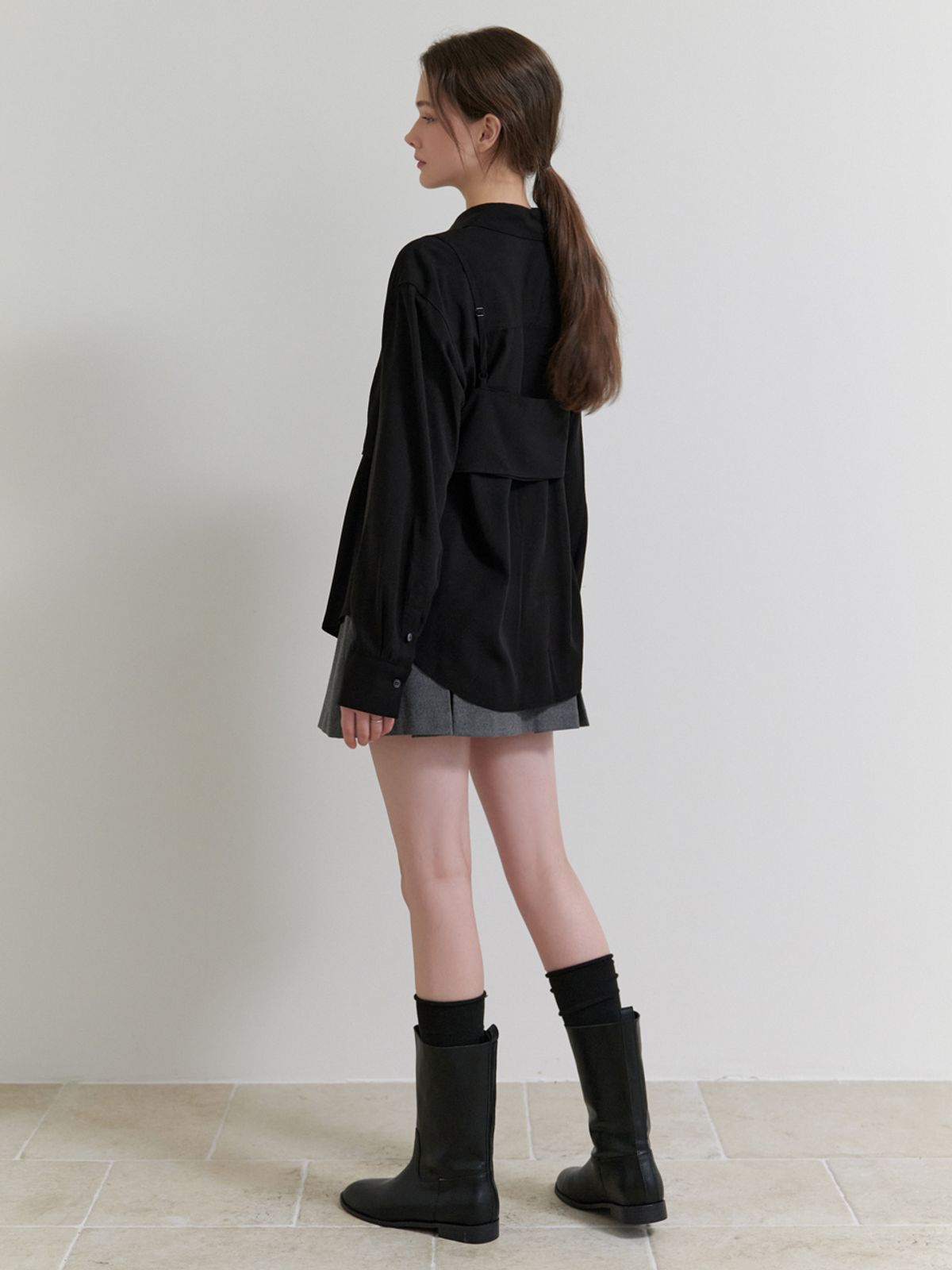 리엘(RE L) Bay bustier blouse_2piece (black)