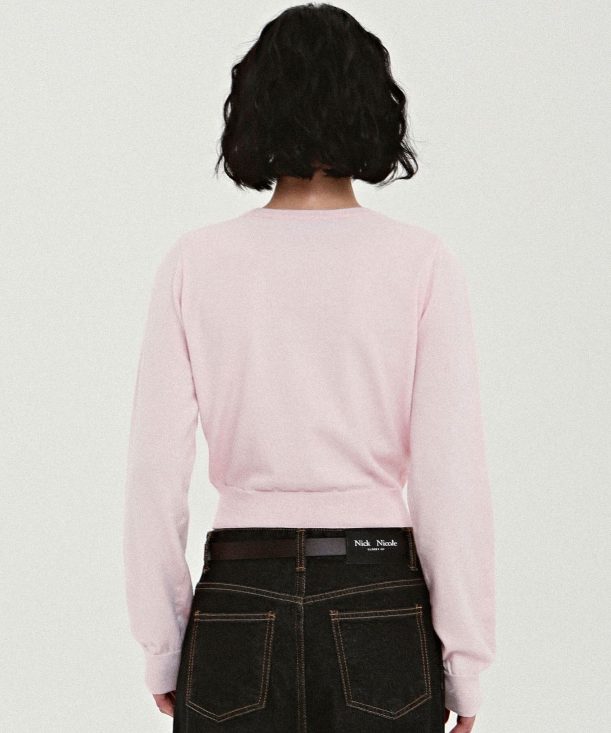 닉앤니콜(NICK&NICOLE) MINI BUTTERFLY SIGNATURE SLEEVE KNIT_PINK BLACK