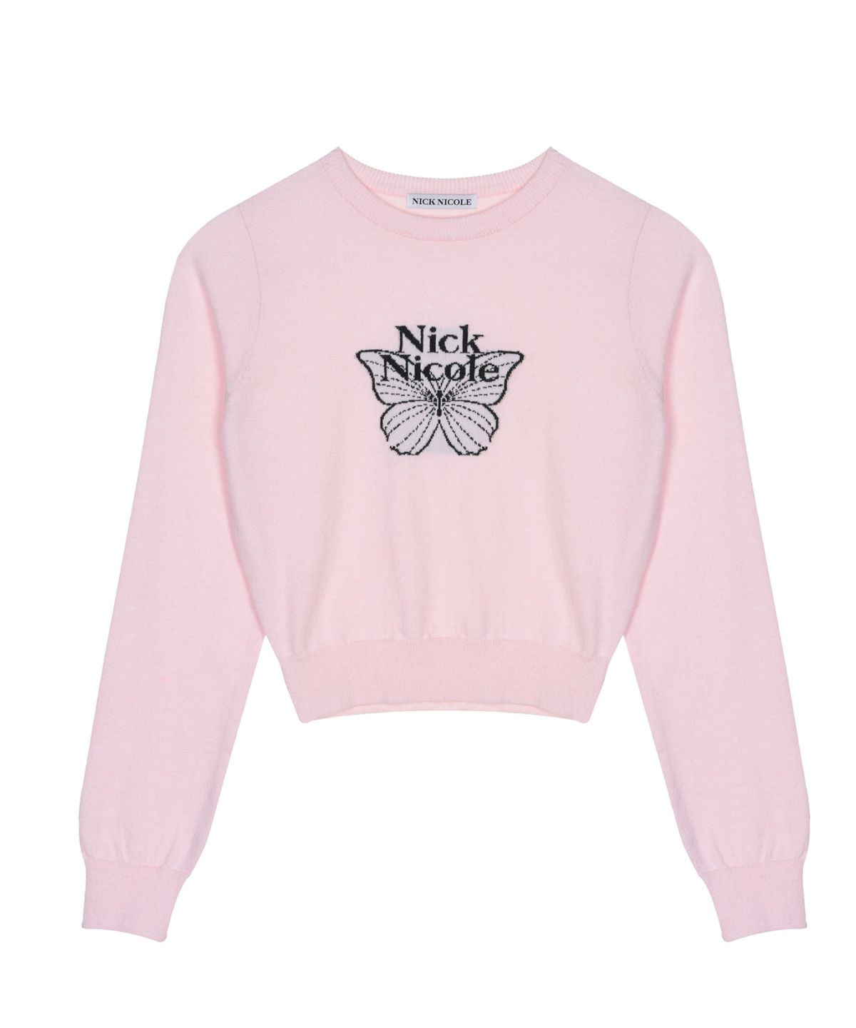 닉앤니콜(NICK&NICOLE) MINI BUTTERFLY SIGNATURE SLEEVE KNIT_PINK BLACK