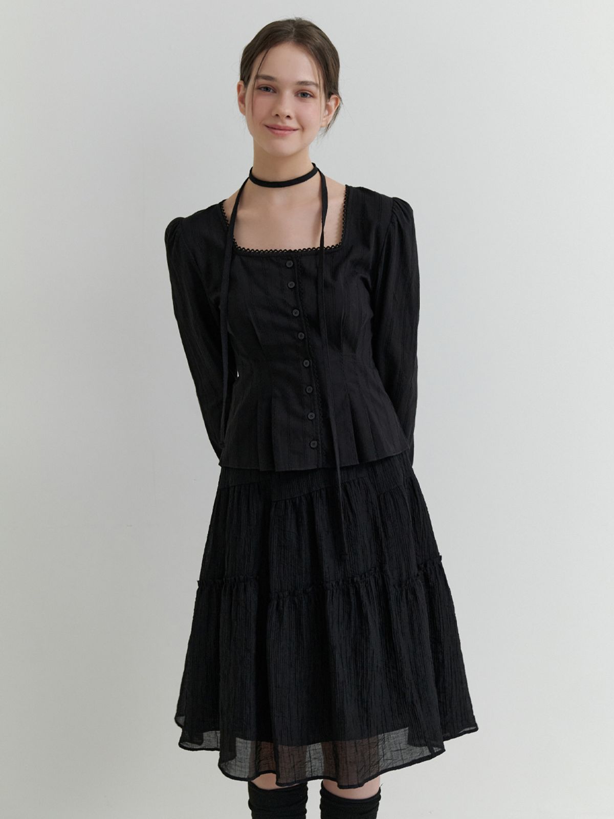 리엘(RE L) Dittany lace blouse (black)