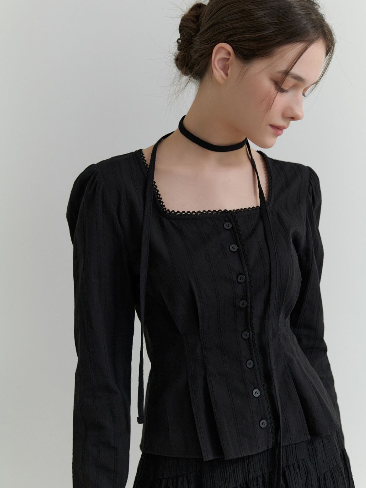 리엘(RE L) Dittany lace blouse (black)