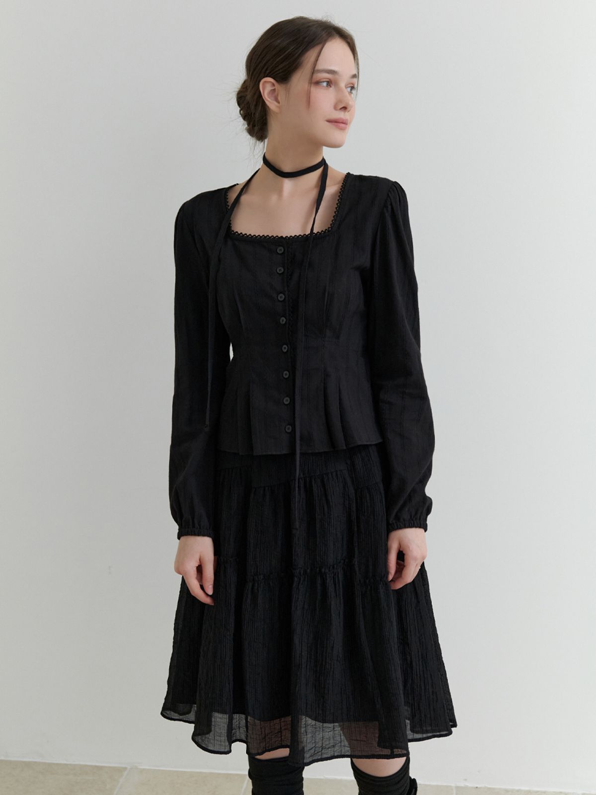 리엘(RE L) Dittany lace blouse (black)