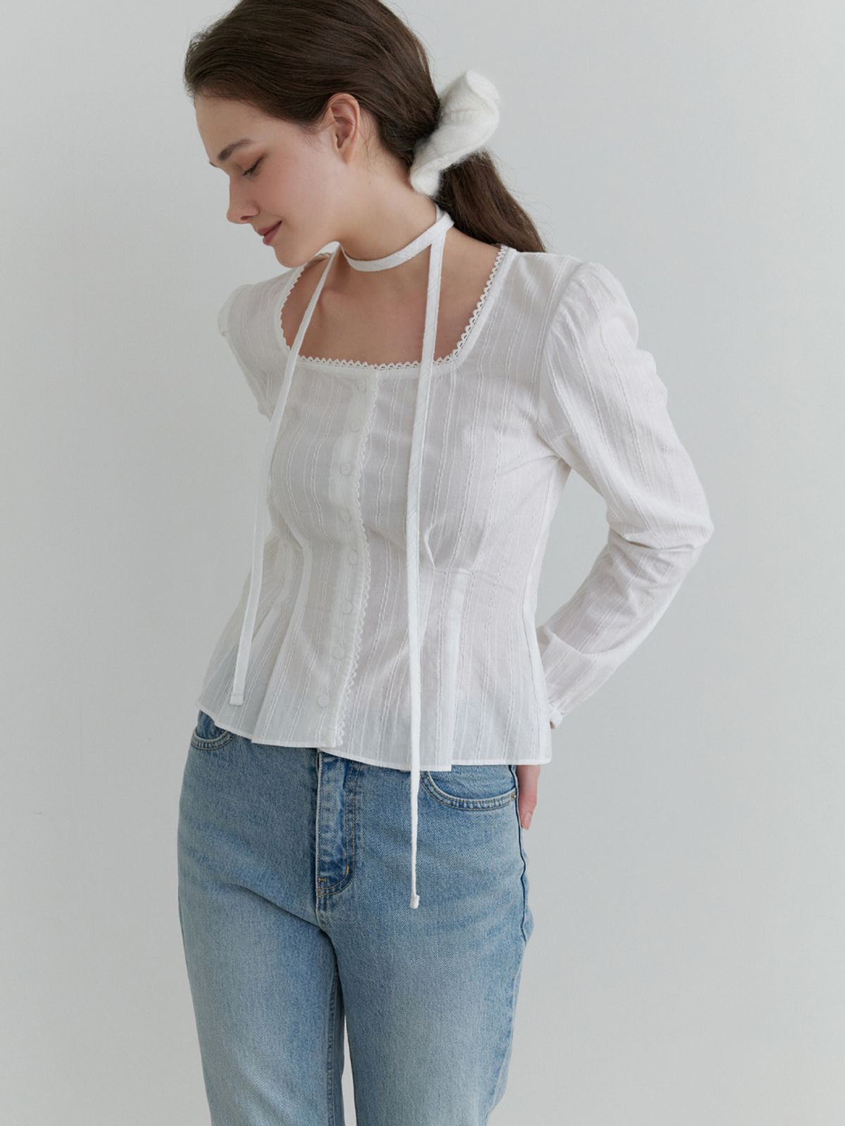 리엘(RE L) Dittany lace blouse (white)