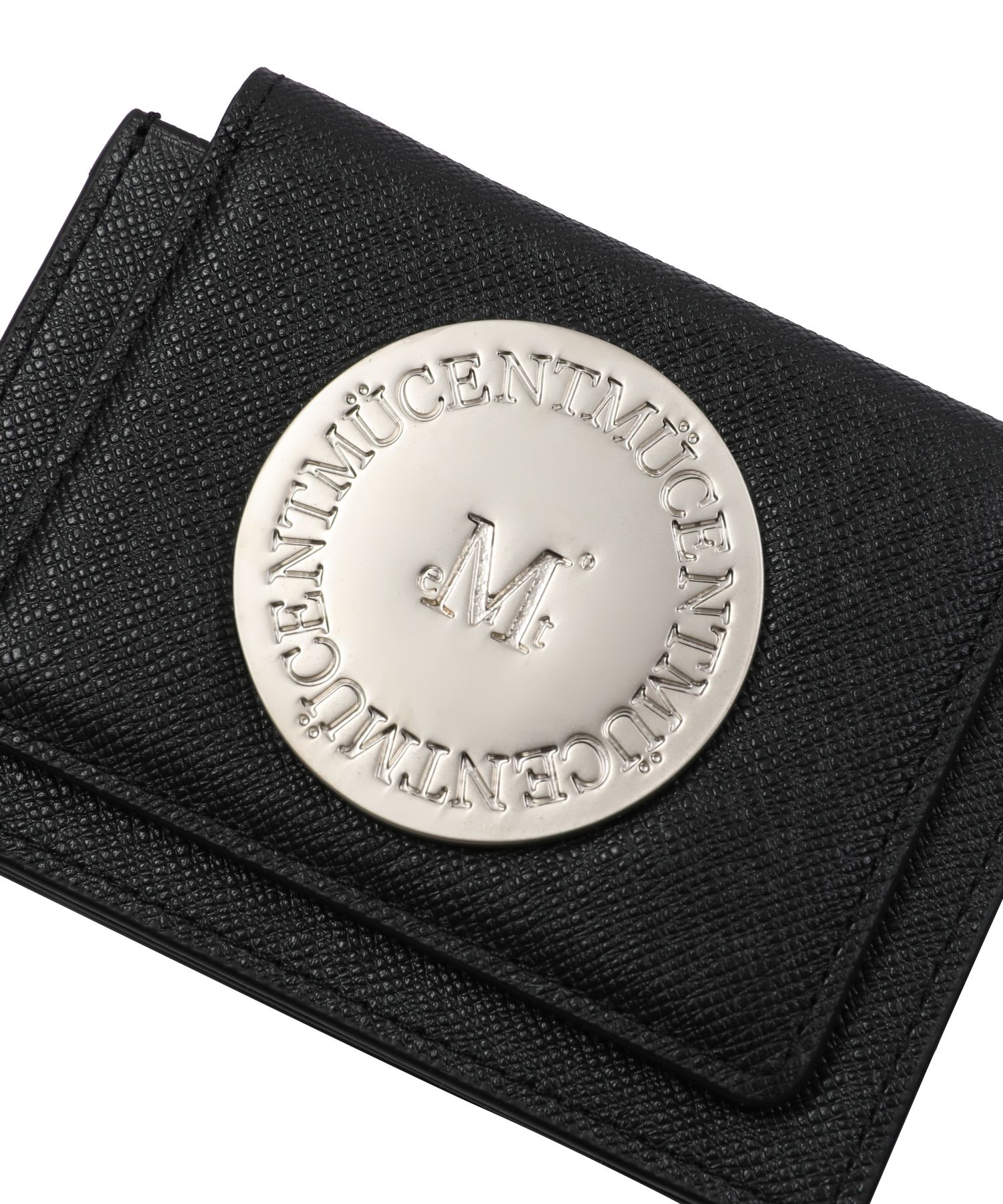◇MUCENT◇ Cover Signature l Logo Saffiano Accordion Wal MUSINSA | MUCENT Round Metal Logo Saffiano Accordion Wallet