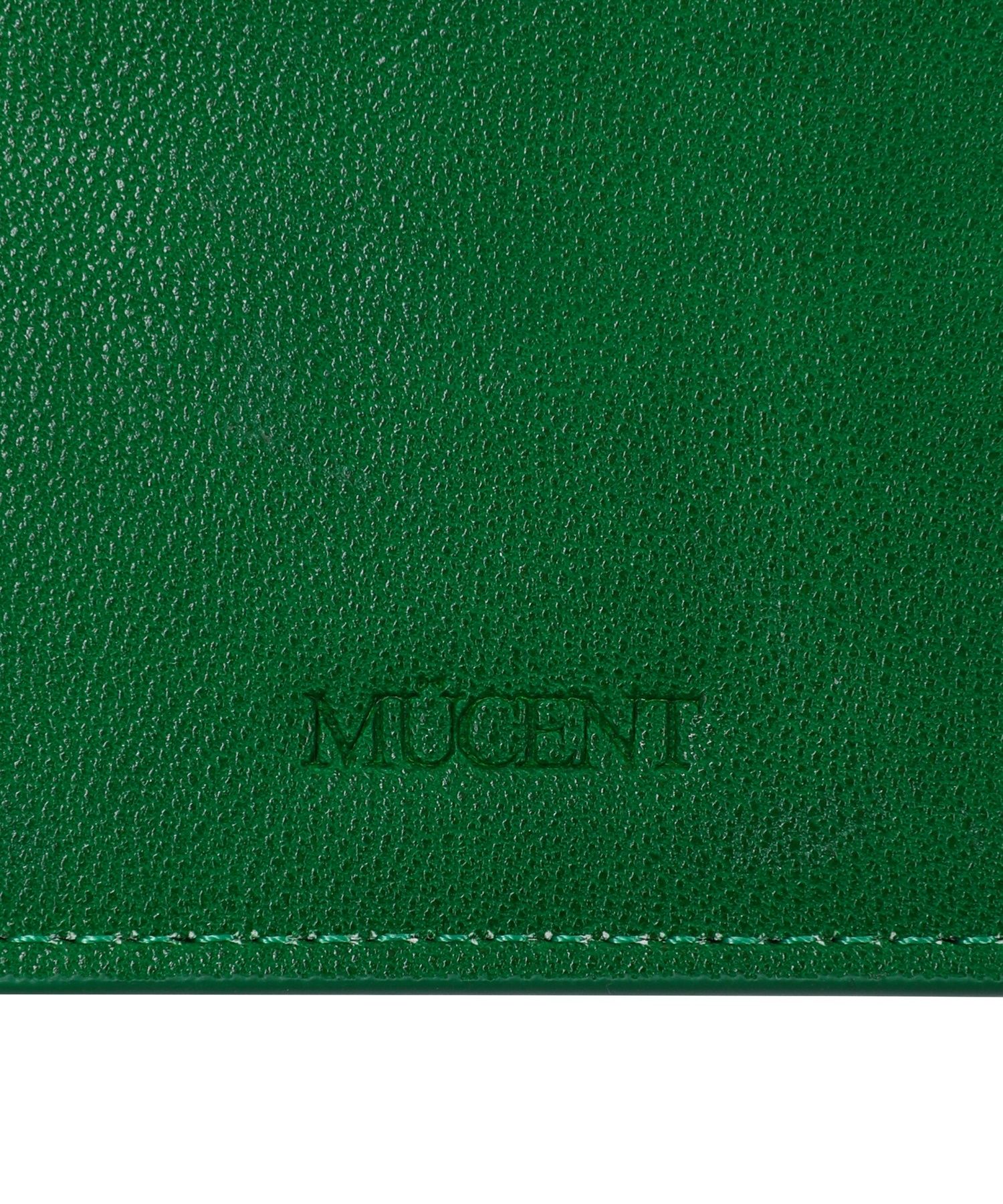 MUSINSA | MUCENT Round Metal Logo Saffiano Accordion Wallet