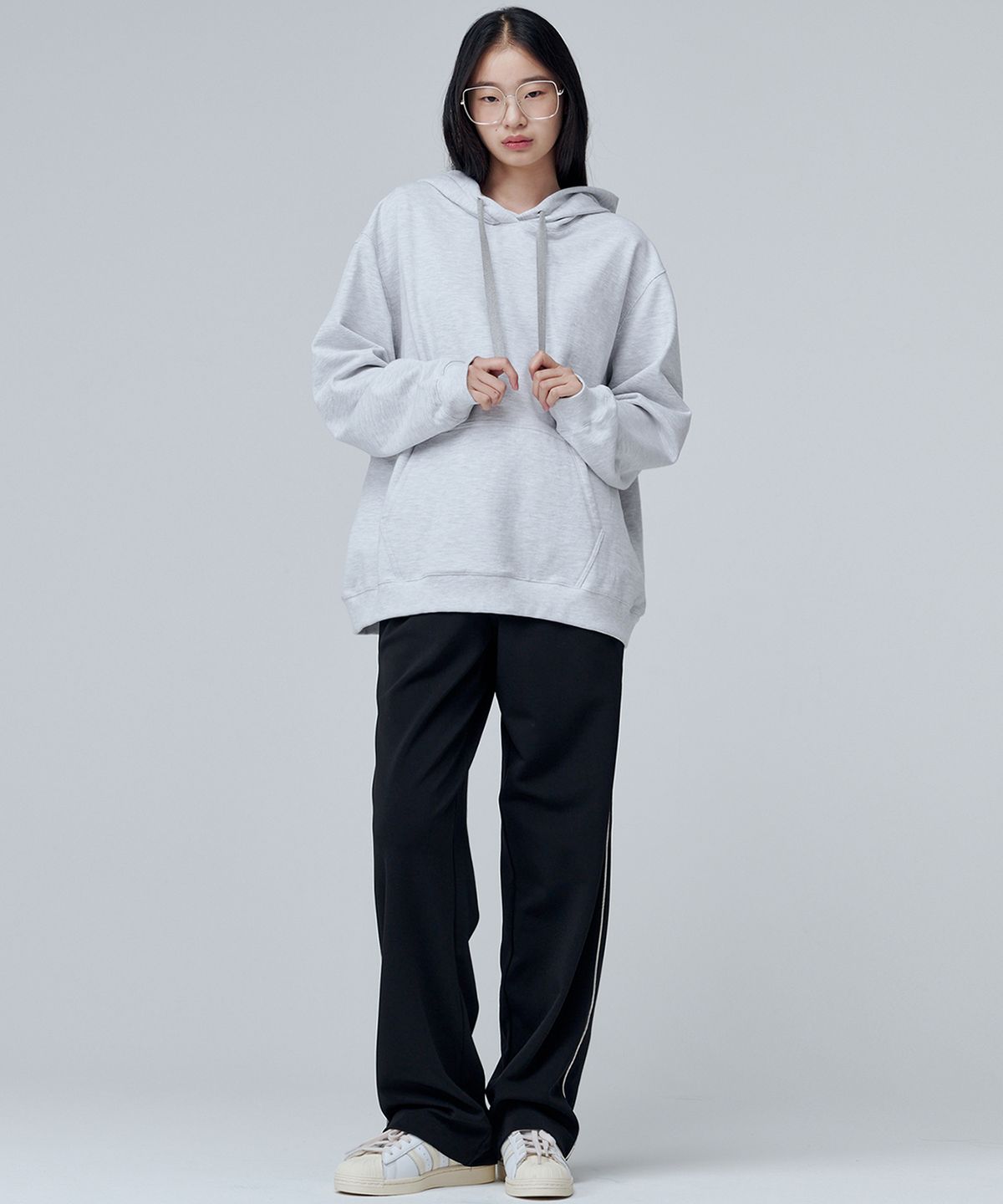 마롭(MALOUPE) 5403 레귤러핏 후드 스웻셔츠 (그레이)