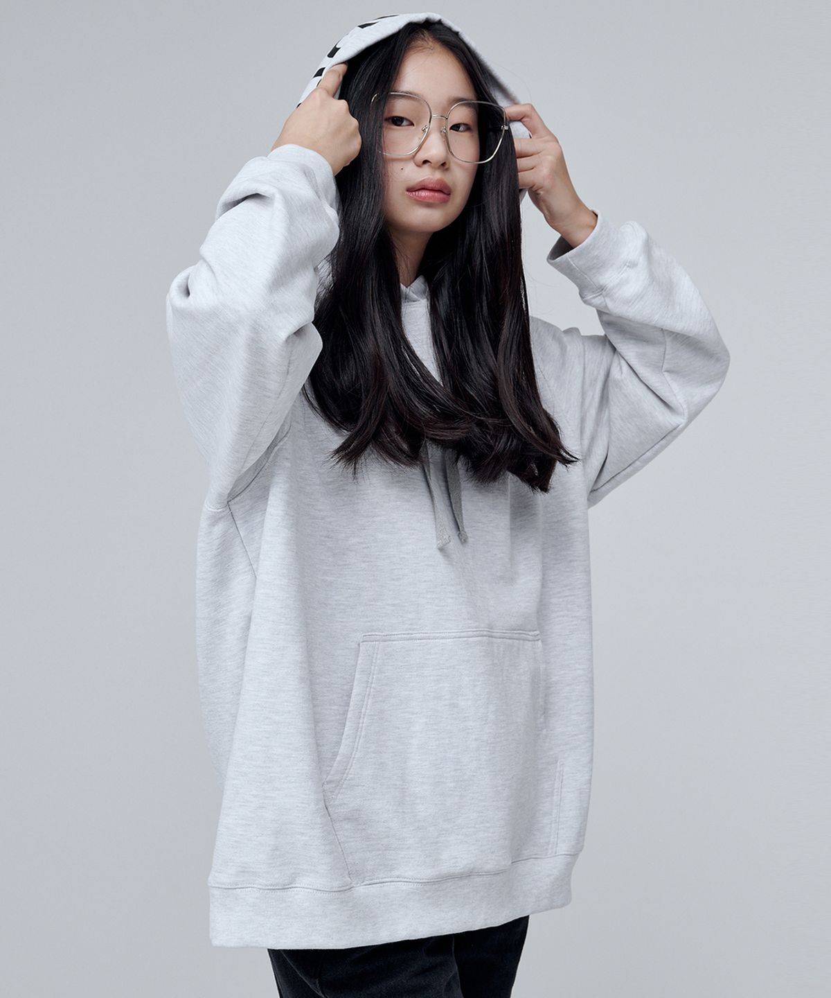 마롭(MALOUPE) 5403 레귤러핏 후드 스웻셔츠 (그레이)