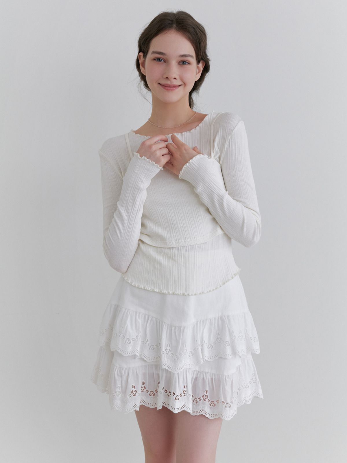 리엘(RE L) [3rd] Rig bustier t-shirt_2piece (ivory)