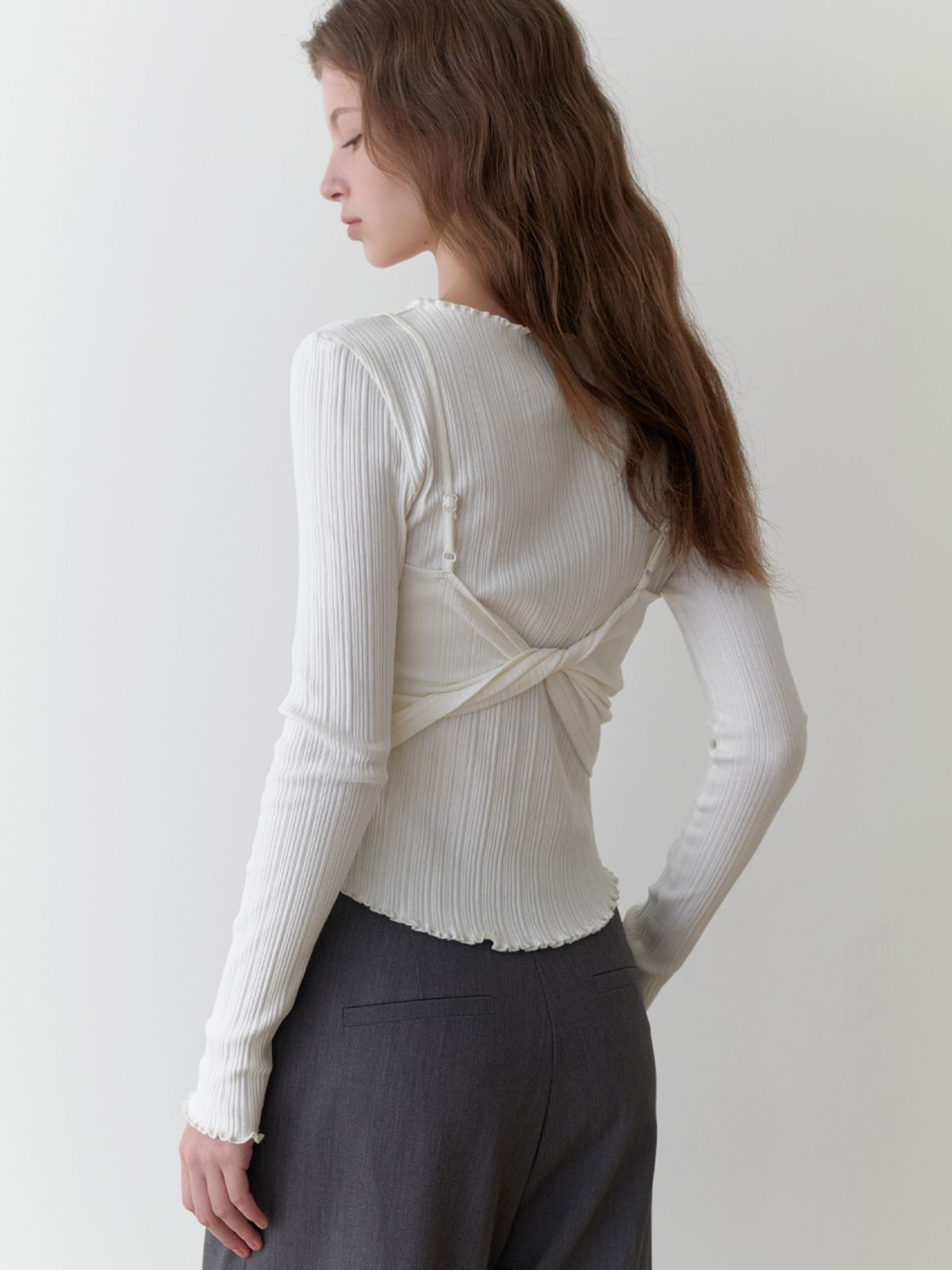리엘(RE L) [3rd] Rig bustier t-shirt_2piece (ivory)
