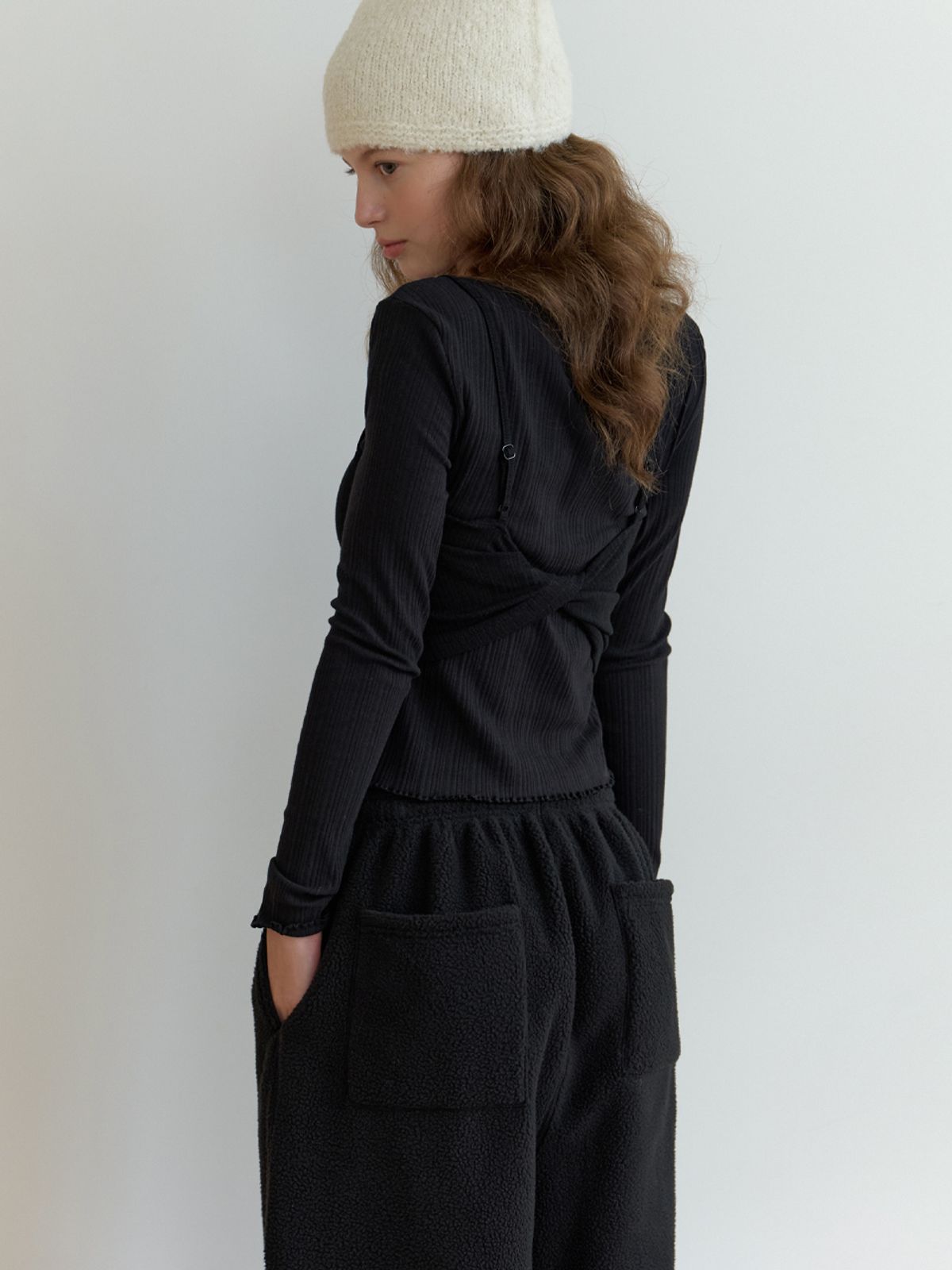리엘(RE L) [2nd] Rig bustier t-shirt_2piece (black)
