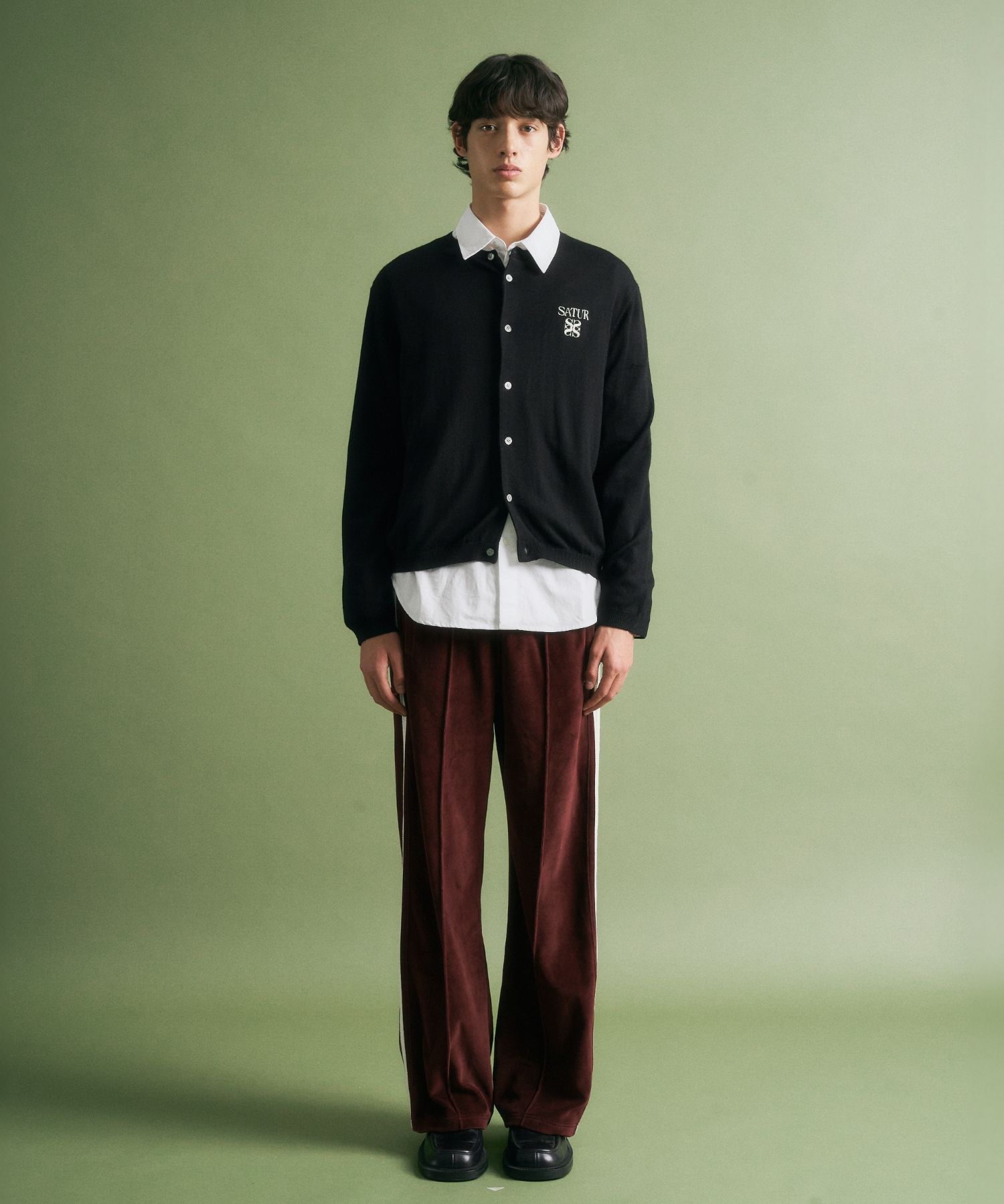 MUSINSA | SATUR Lauren Basic Crew Neck Fine Cardigan Black