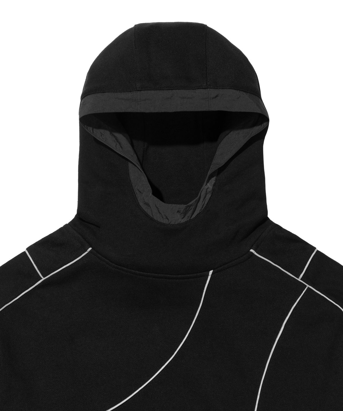 록히드마틴(LOCKHEED MARTIN) LM BLOCKING REFLECTIVE PIPING NYLON MIX HOODIE (BLACK)