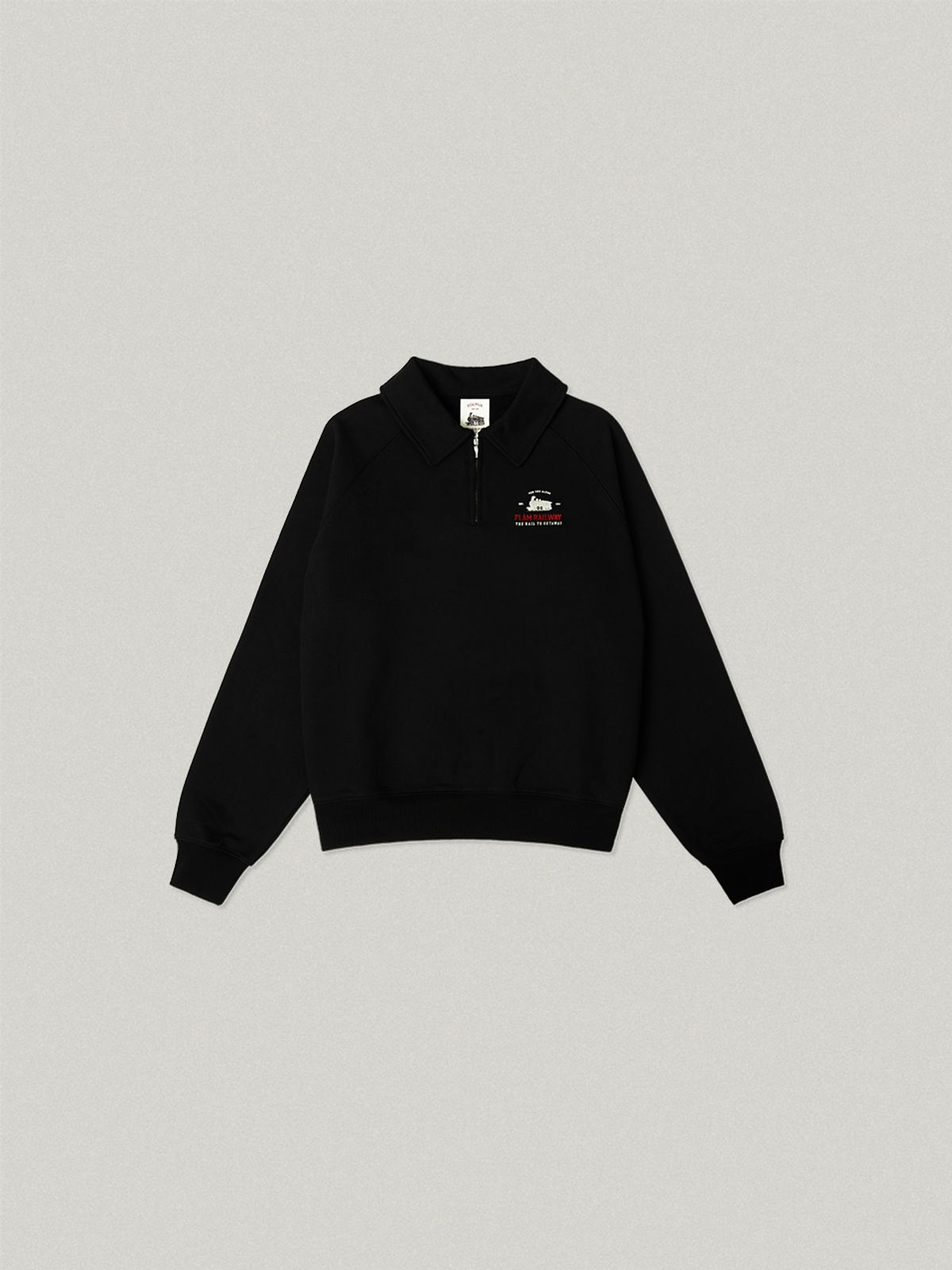 폴뉴아(FOLNUA) DUR COLLAR ZIP UP SWEAT SHIRT (BLACK)