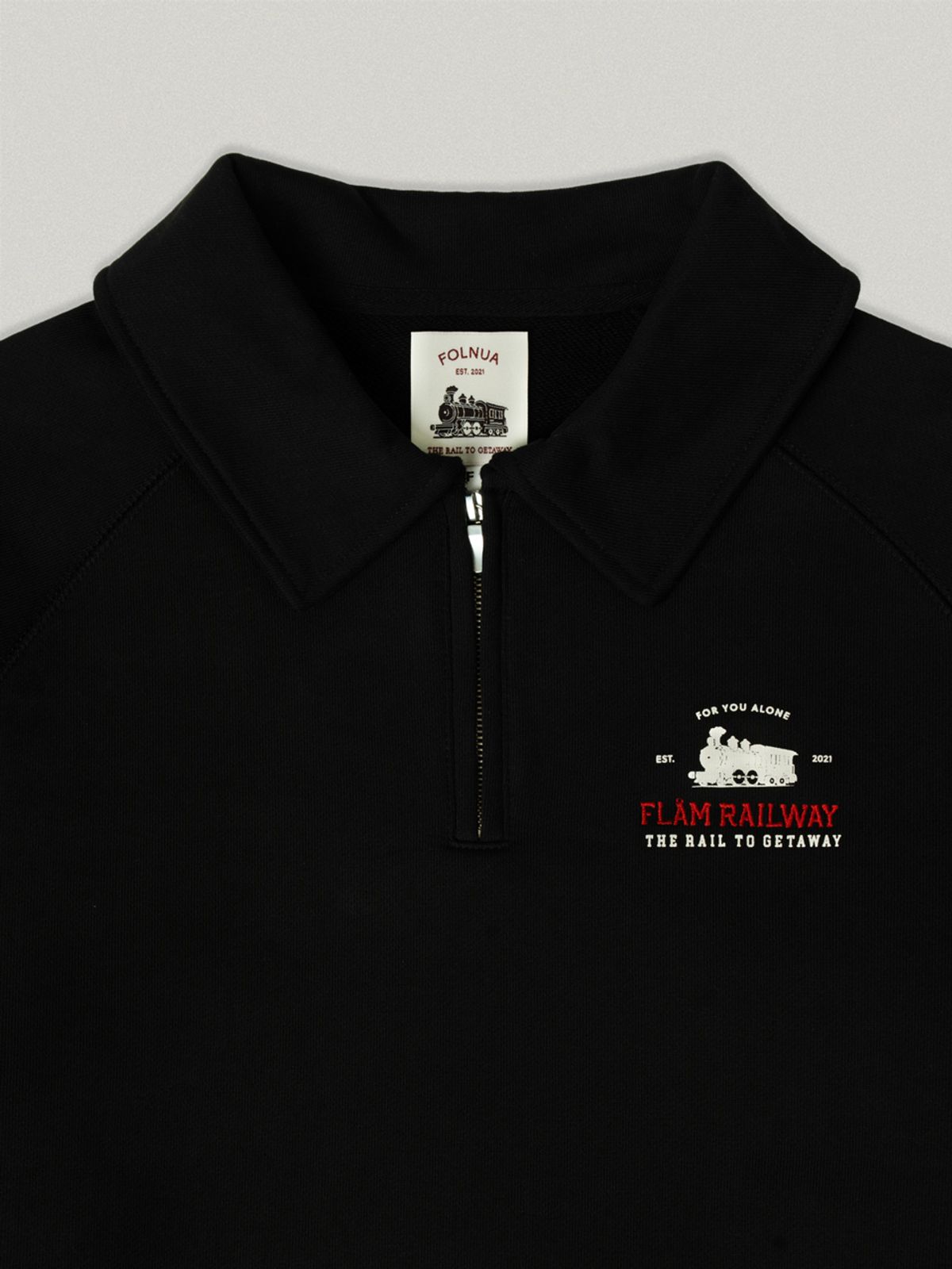 폴뉴아(FOLNUA) DUR COLLAR ZIP UP SWEAT SHIRT (BLACK)