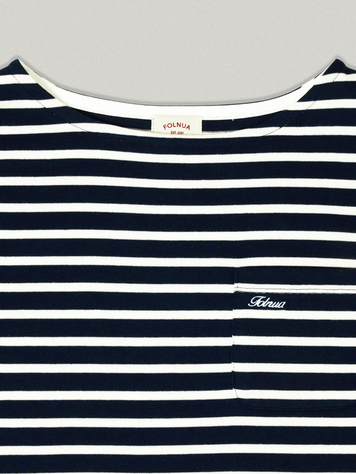 폴뉴아(FOLNUA) NUER STRIPE T-SHIRT (NAVY IVORY)