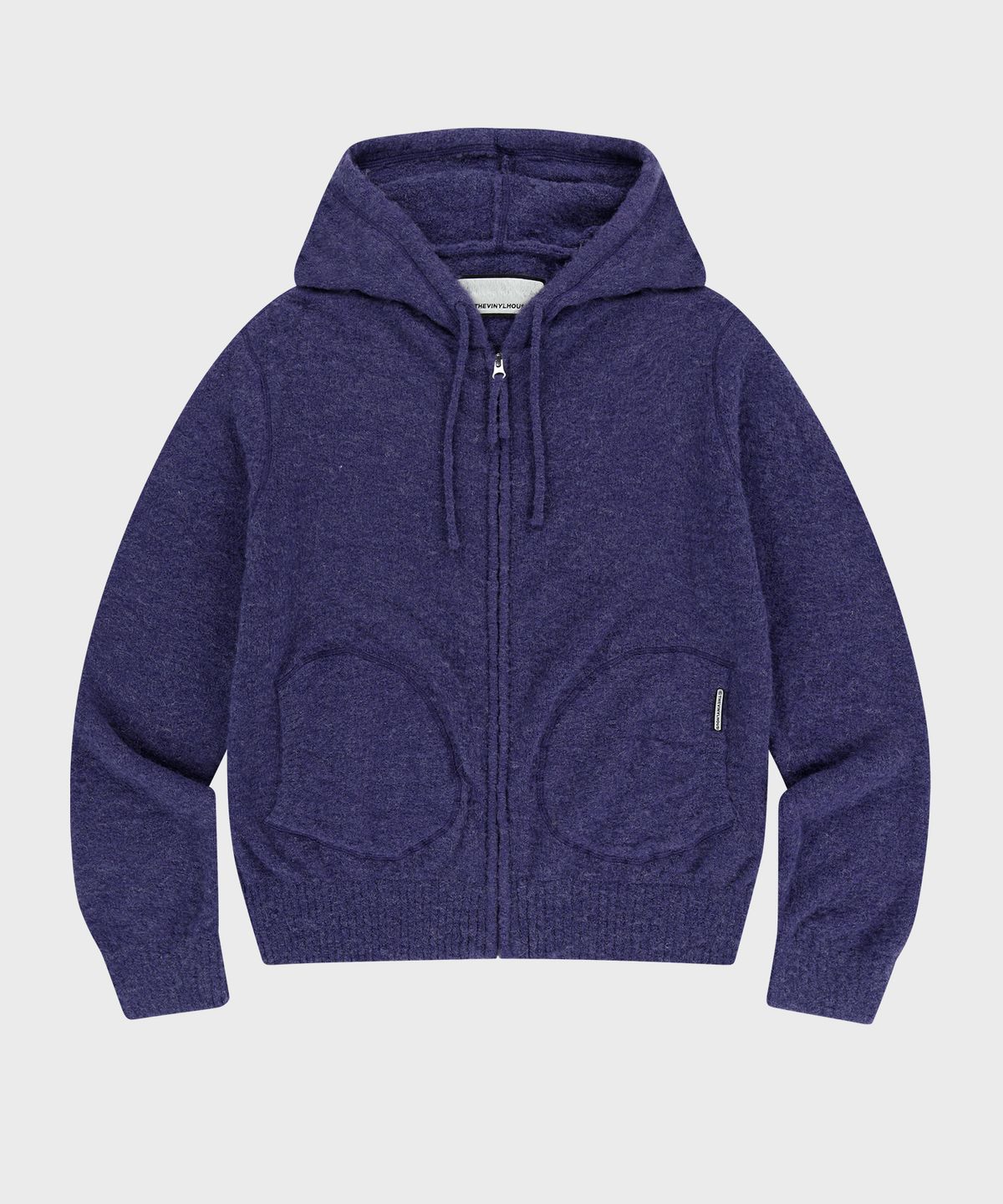 더바이닐하우스(THEVINYLHOUSE) ROUND POCKET KNIT ZIP-UP PURPLE