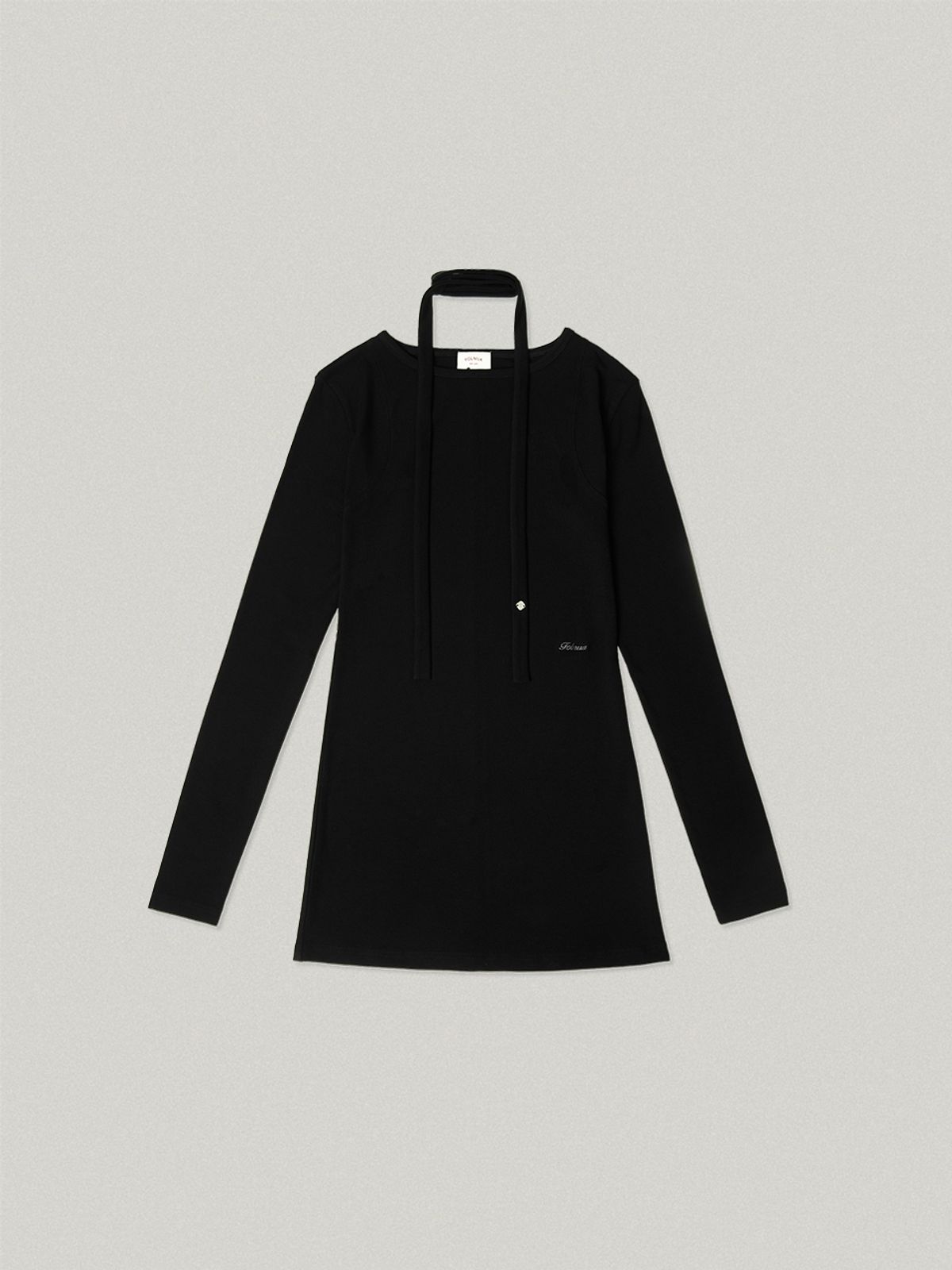폴뉴아(FOLNUA) FOULARD LONG LAYERED T-SHIRT (BLACK)