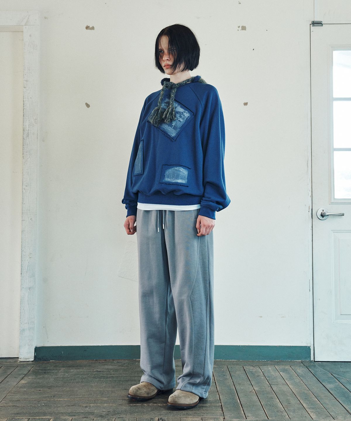 더바이닐하우스(THEVINYLHOUSE) CUT-OFF SWEATPANTS GREY