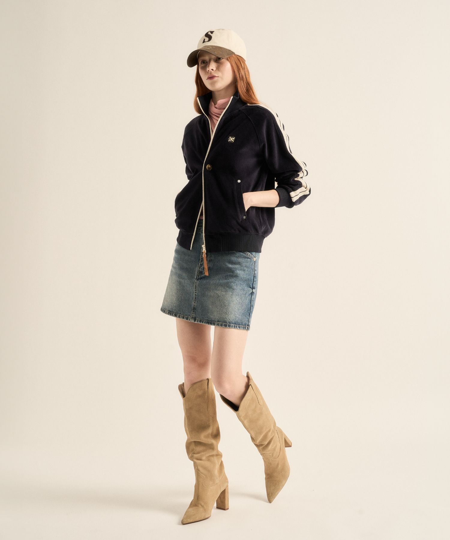 【SATUR】男女兼用 ★ Lawton Velour Track Zip-up Jacket ★ MUSINSA | SATUR Lawton Velour Track Zip-Up Jacket Navy