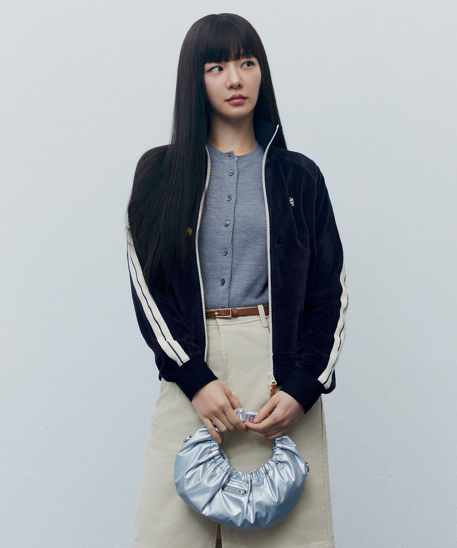 MUSINSA | SATUR (W) Lawton Velour Track Jacket Navy