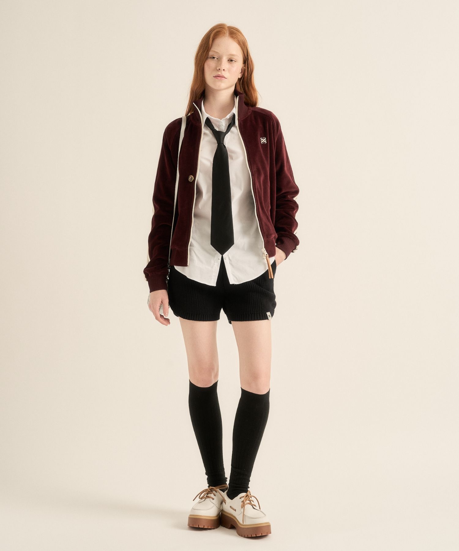 ◆SATUR◆ W Lawton velor track zip-up jacket burgundy SA243W MUSINSA | SATUR (W) Lawton Velour Track Zip-Up Jacket Burgundy