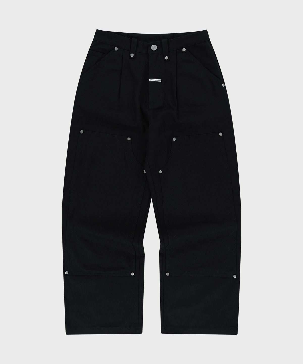 더바이닐하우스(THEVINYLHOUSE) STITCH DOUBLE KNEE PANTS BLACK