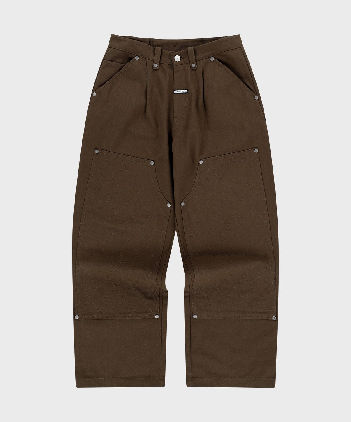 더바이닐하우스(THEVINYLHOUSE) STITCH DOUBLE KNEE PANTS BROWN