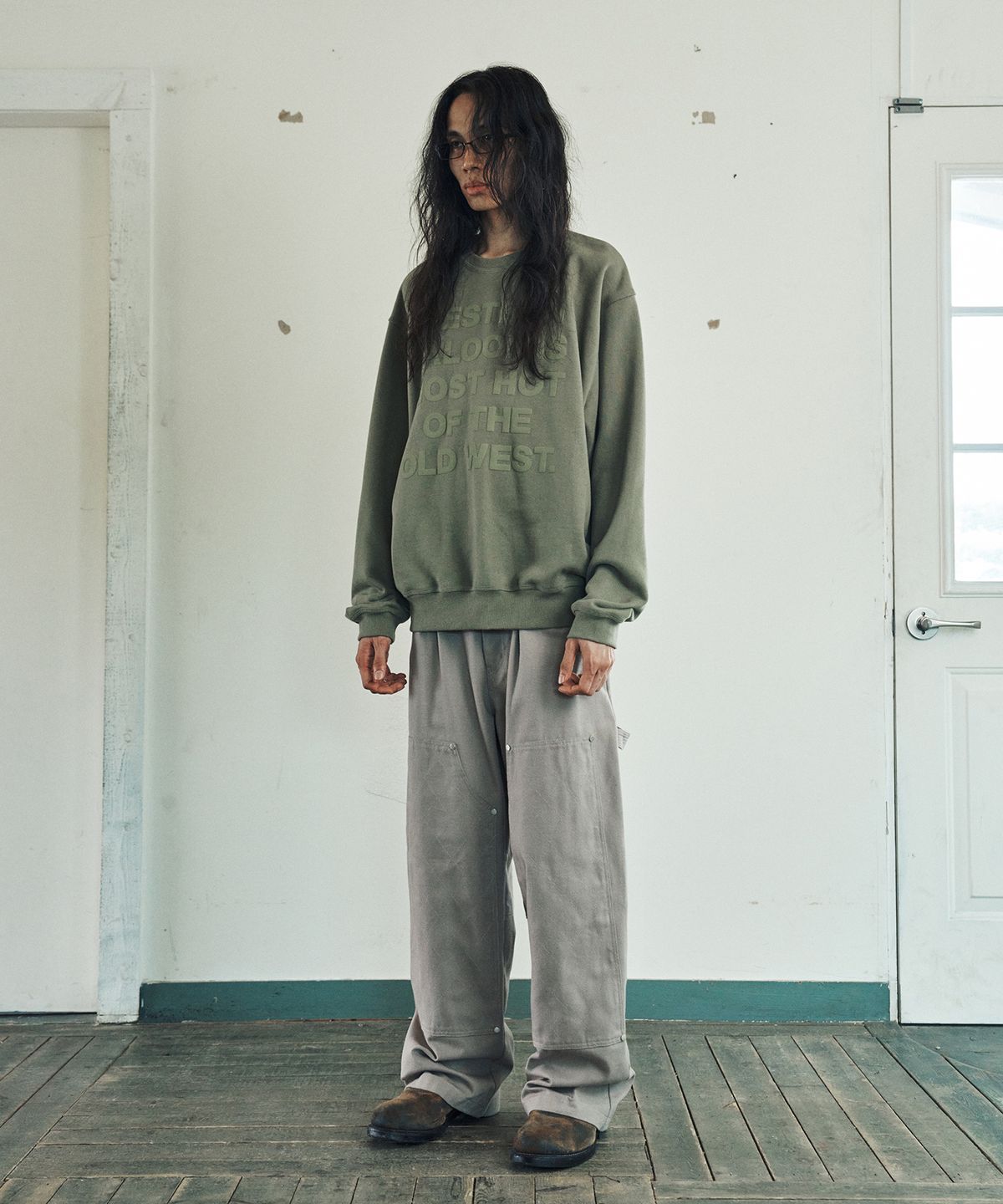 더바이닐하우스(THEVINYLHOUSE) STITCH DOUBLE KNEE PANTS SAND