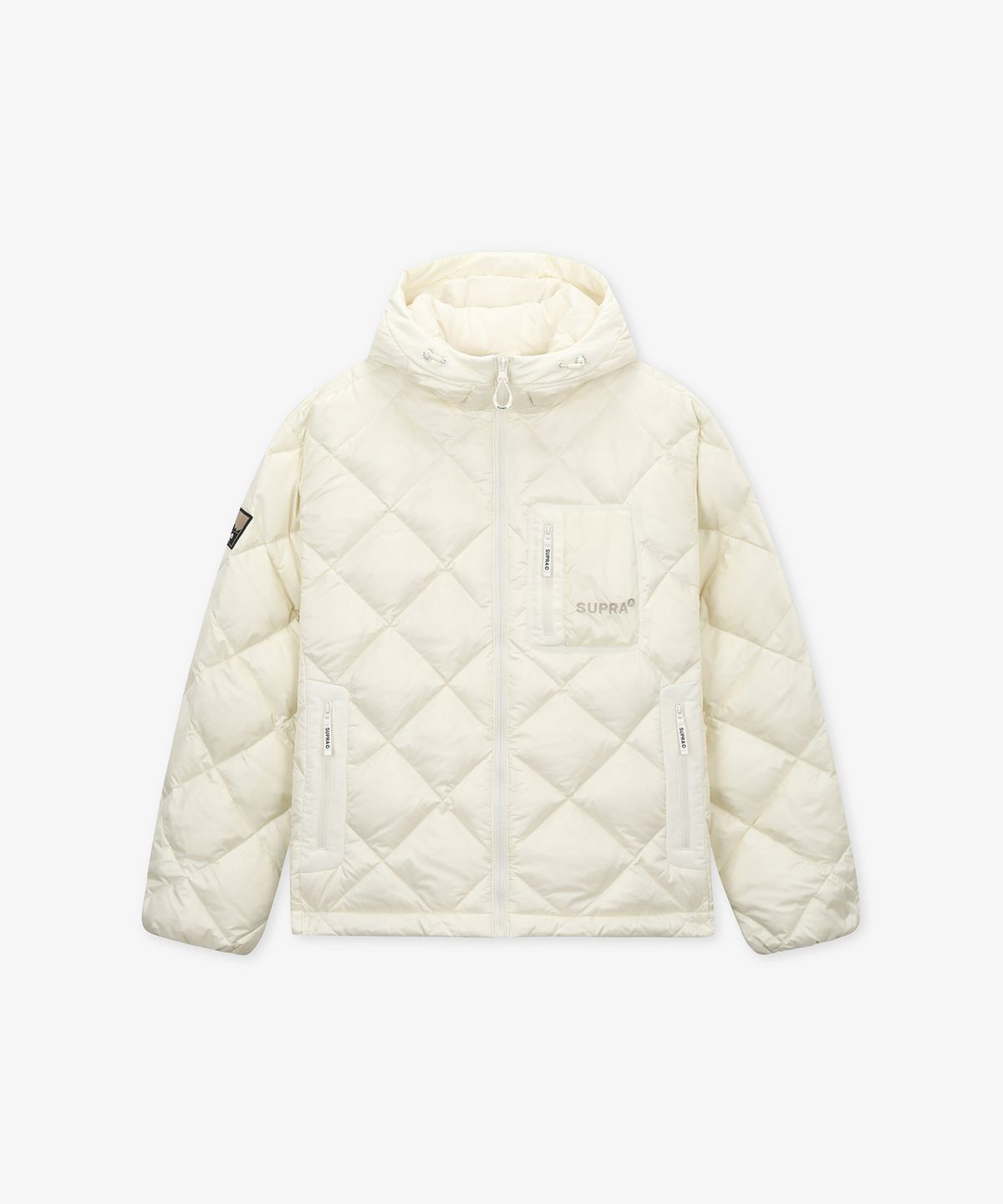 수프라(SUPRA) 후드 퀼팅 경량 숏 다운 자켓(WHITE)