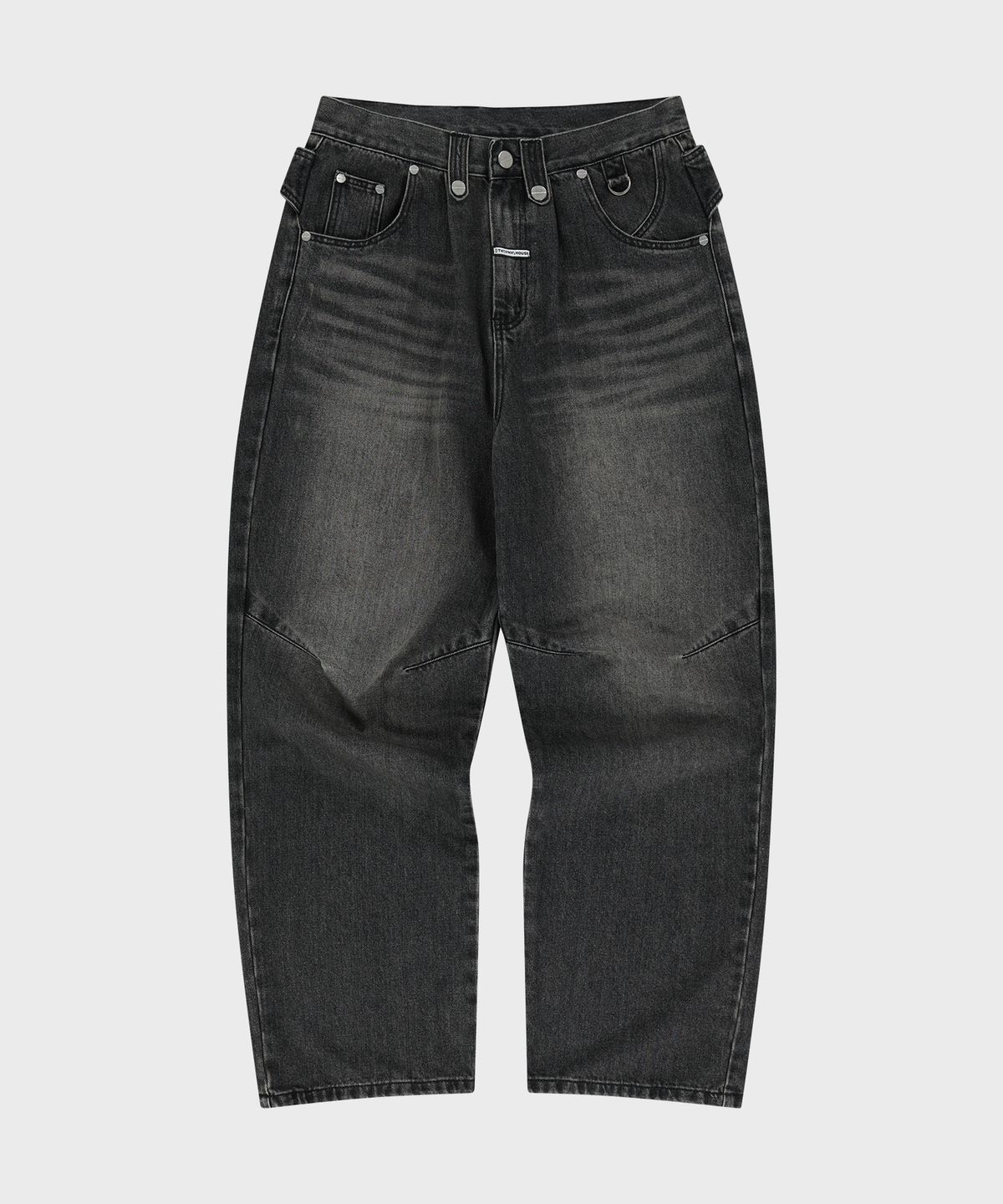 더바이닐하우스(THEVINYLHOUSE) CURVED DENIM PANTS BLACK