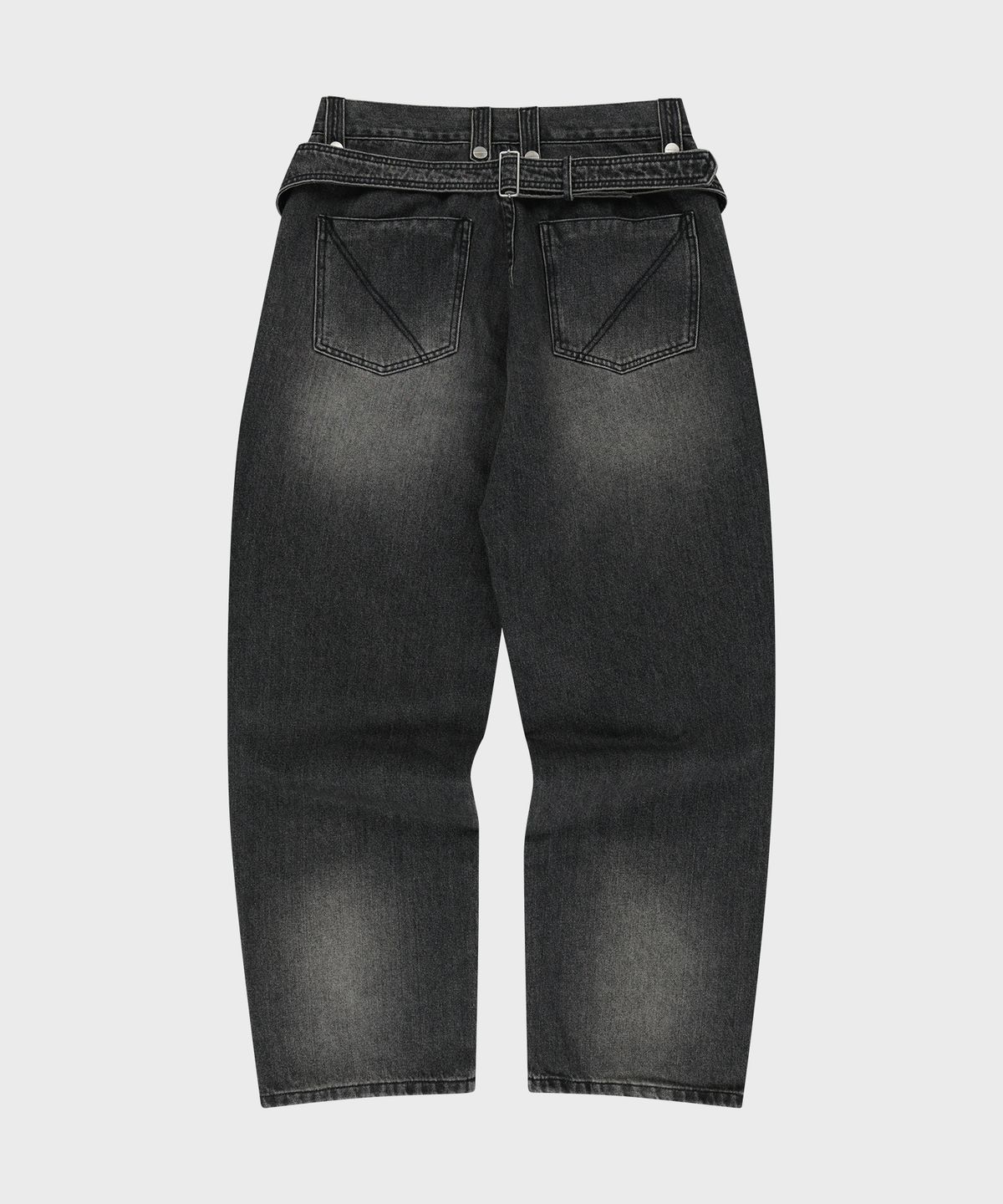 더바이닐하우스(THEVINYLHOUSE) CURVED DENIM PANTS BLACK